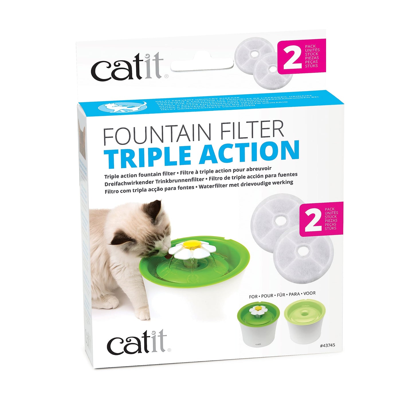 Catit - Filtro de fuente de triple acción 43745 (paquete de 2)