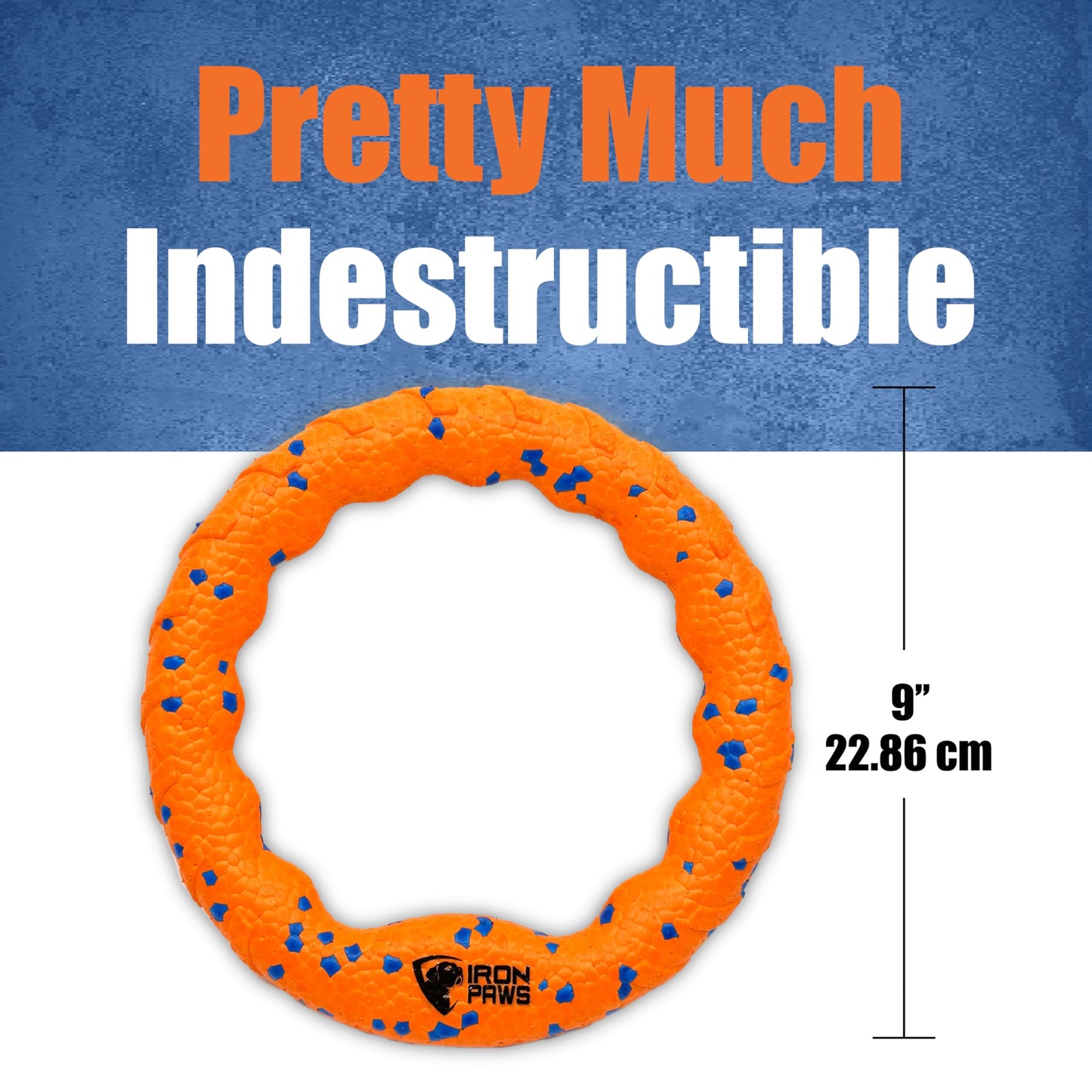 Iron Paws - Juguete de anillo indestructible para perro, color naranja - Juguetes resistentes para masticadores agresivos, disco volador de perro para buscar, tirón de guerra y entrenamiento de perros