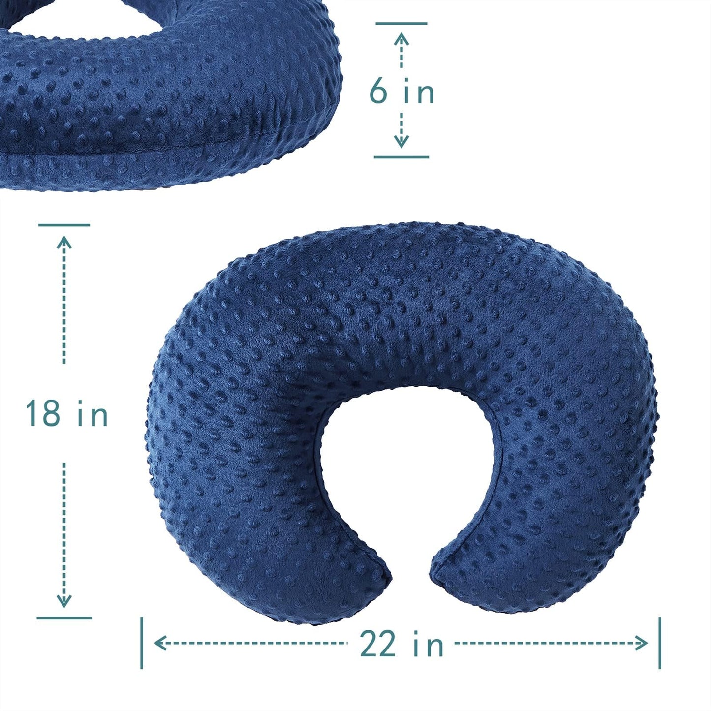 LIHYL Almohada de Lactancia para Amamantar Bebé Multifuncional,Cojin Antirreflujo Bebe Ultra Comodo, Almohadas para Bebe Hipoalergénicas, Cosas para Bebe Recien Nacido (Azul)