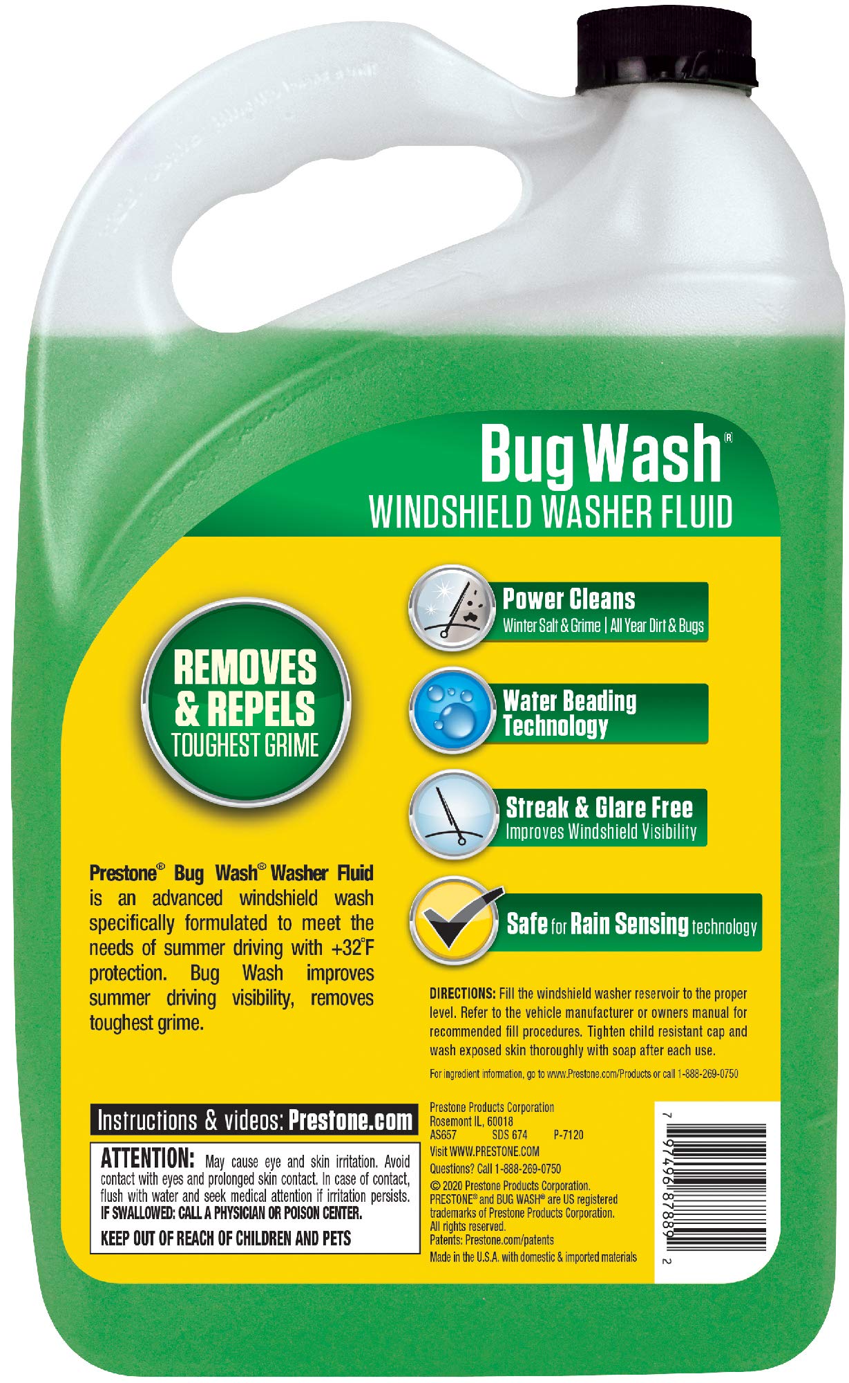 Líquido Limpiador de Parabrisas Prestone AS657 1 Galón Bug Wash
