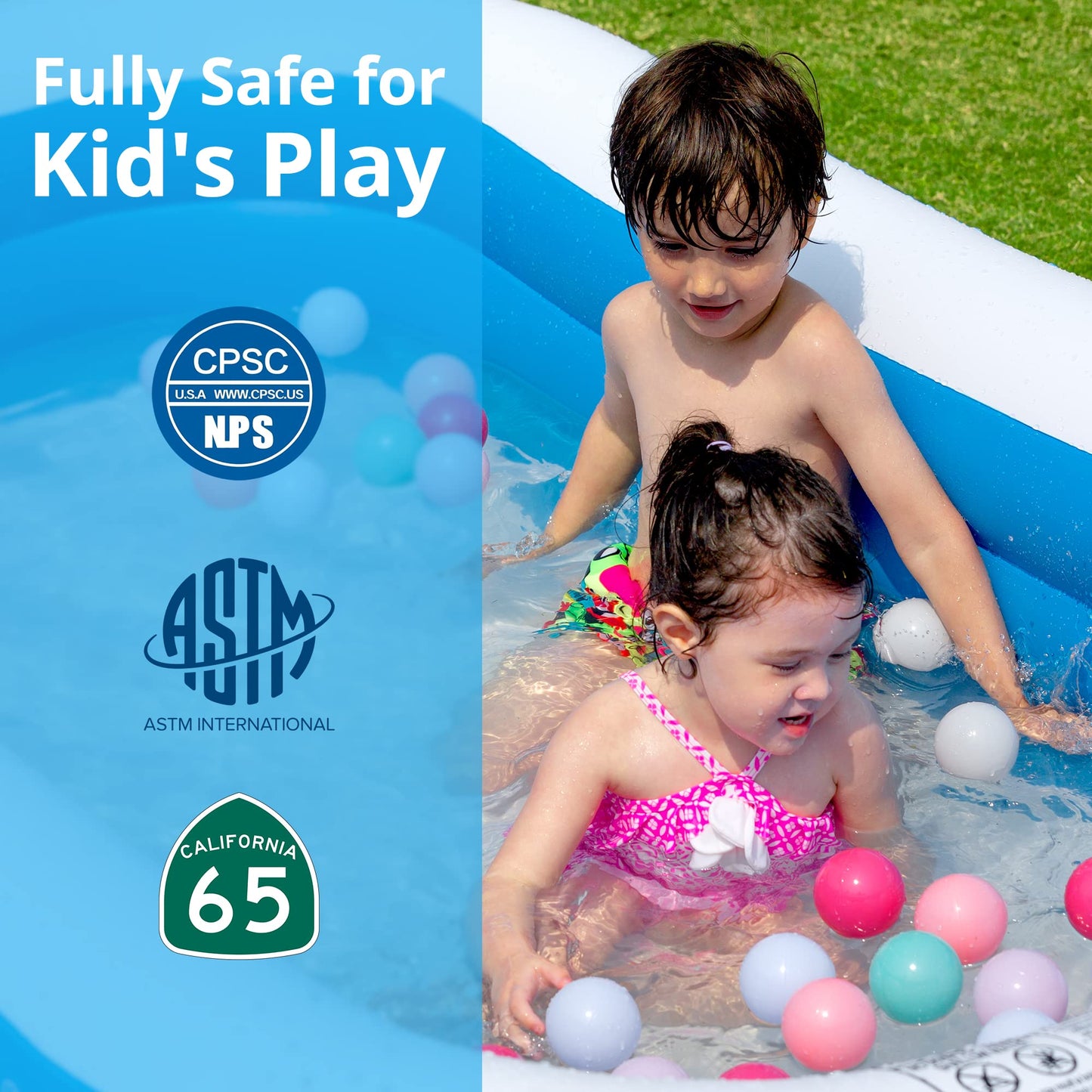 AKASO Piscina Inflable, 94.5 x 56 x 22 Pulgadas, Piscina Inflable para niños, Piscina Familiar para niños y Adultos, niños pequeños, al Aire última intervensión, jardín, Patio Trasero