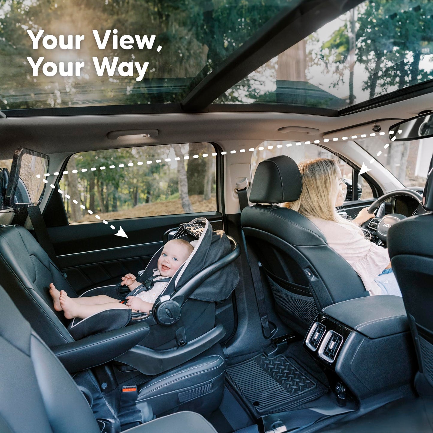 Espejo de seguridad para asiento de coche de bebé, amplio espejo de coche inastillable para asiento trasero del bebé, vista cristalina, accesorios de viaje, fácil de instalar y ajustable para