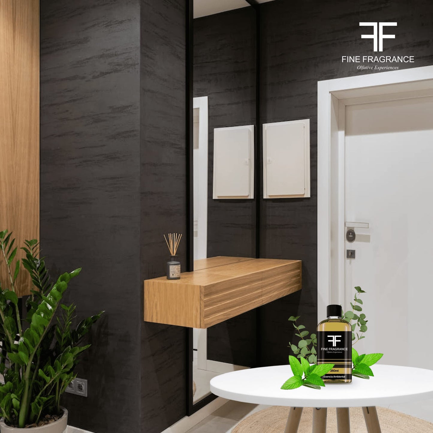 Fine Fragrance, Esencia para difusor aroma Menta Eucalipto, 250ml, ultra concentrada para uso exclusivo en difusores profesionales y aromaterapia
