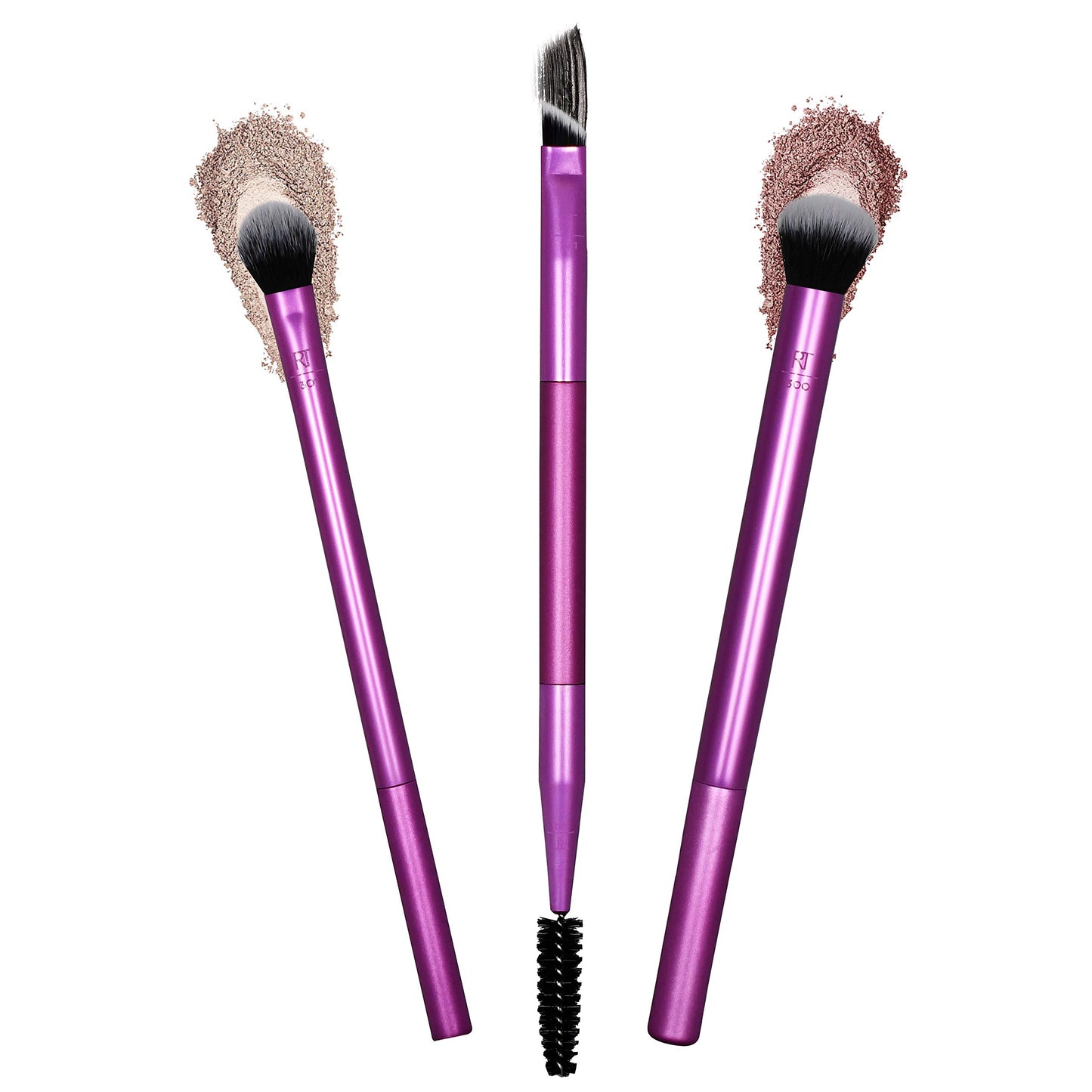 Real Techniques, Everyday Essentials, Set de Brochas de Maquillaje con Esponja Multifuncional, Kit de Accesorios Esenciales +, Dúo de Brochas de Maquillaje para Ojos