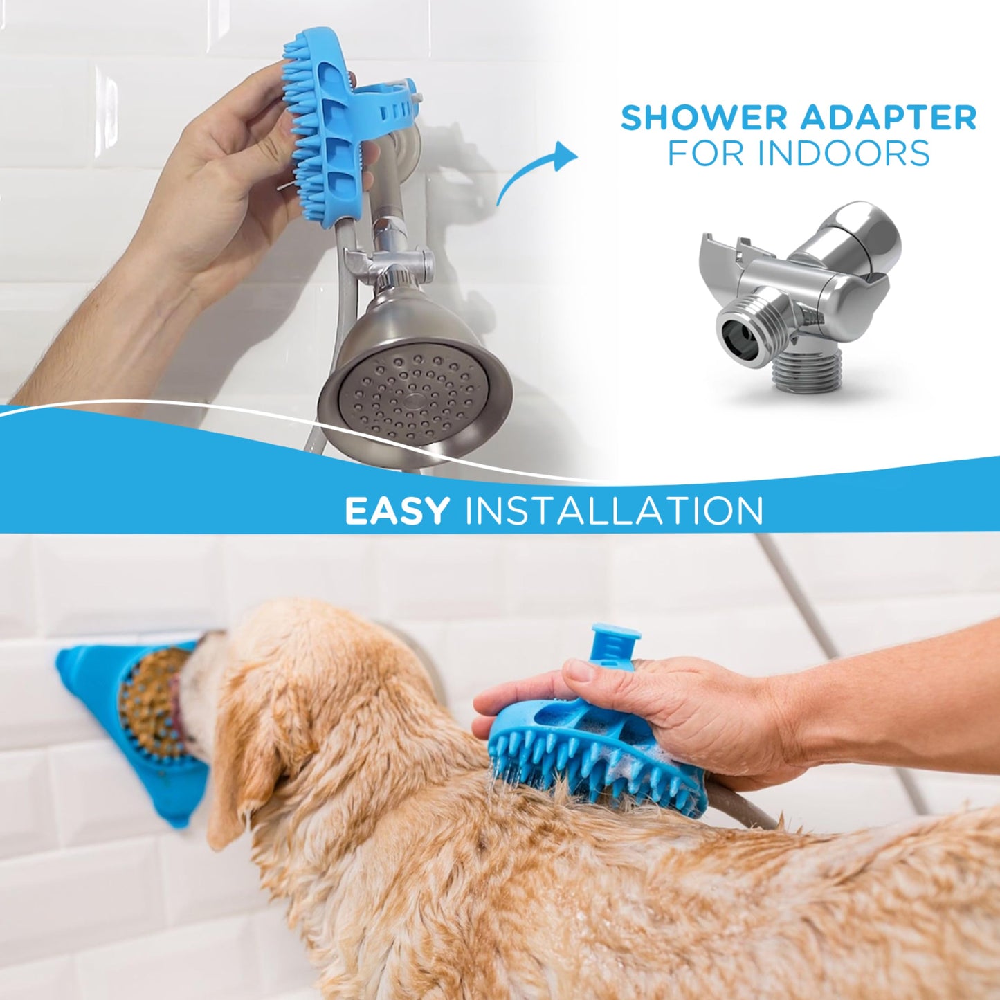 Aquapaw Dog Bath Brush Pro - Herramienta rociadora y depuradora en uno - Suministros de baño para perros para interiores y exteriores, aseo de mascotas para perros con cabello largo y corto - Lavado