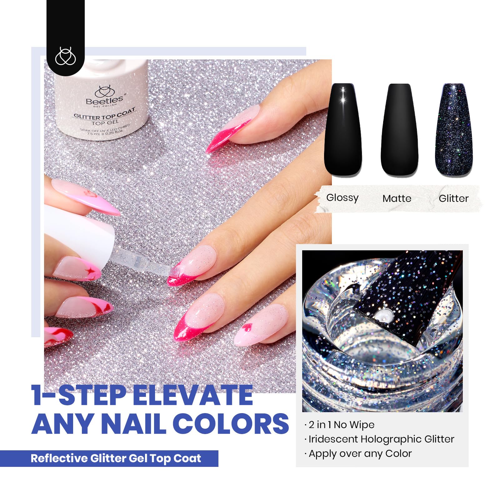 Escarabajos Esmalte en Gel 44 PCS Esmalte en Gel Set - 36 Colores Esmalte en Gel Set Capa Base Brillante Mate y Brillante Capa Superior Colección Muse Colorida Regalos para Mujeres Verano