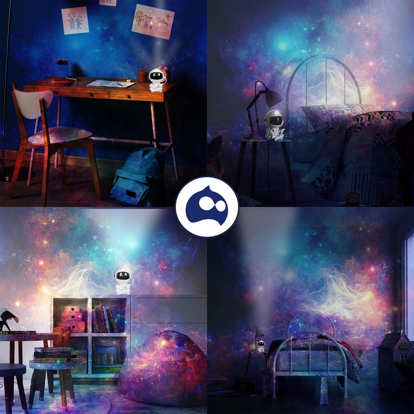Bluelander Proyector Astronauta, Astronauta Proyector de Estrellas, Control Remoto, Luces Estrellas, Adecuado para Niños, Regalo Ideal, Ángulo Ajustable 360° (Blanco)