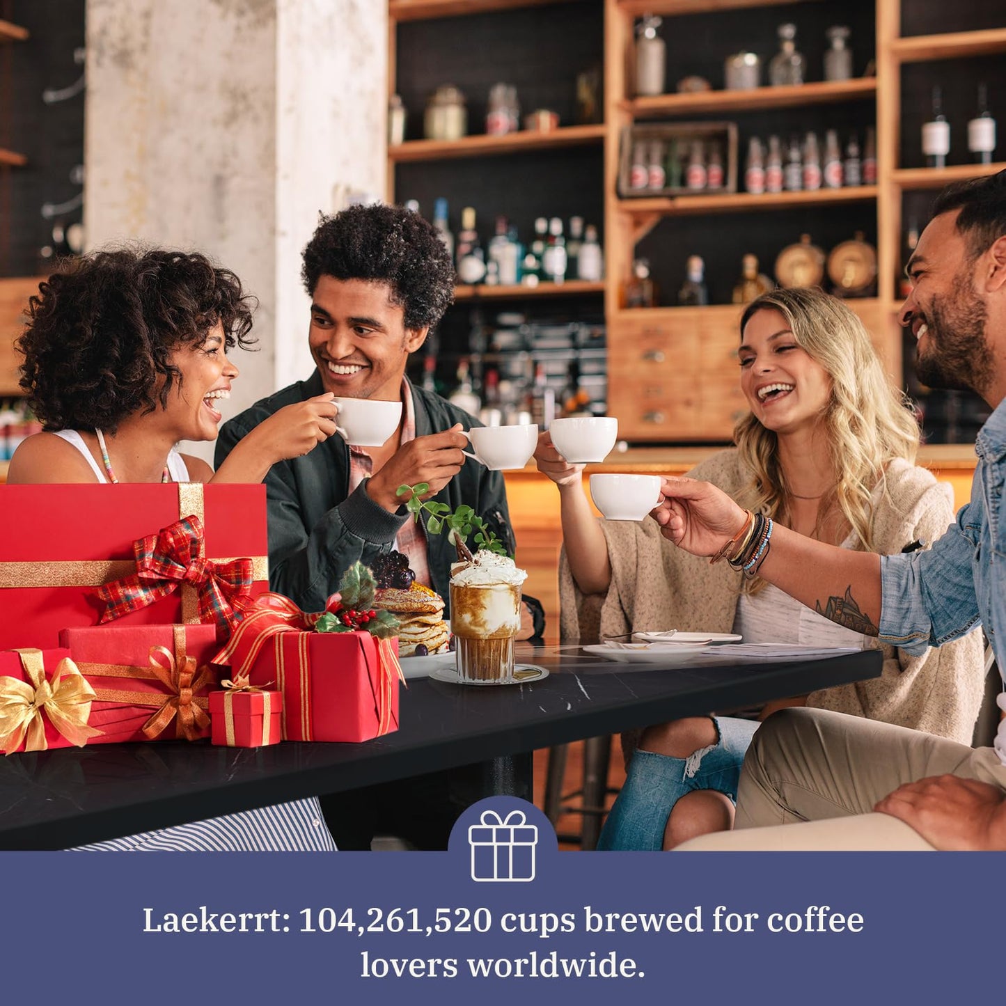 Laekerrt CMEP01 - Cafetera espresso con vaporizador de leche, máquina de café Home Expresso para capuchino y latte (azul marino, acero inoxidable), regalo para los amantes del café, padre