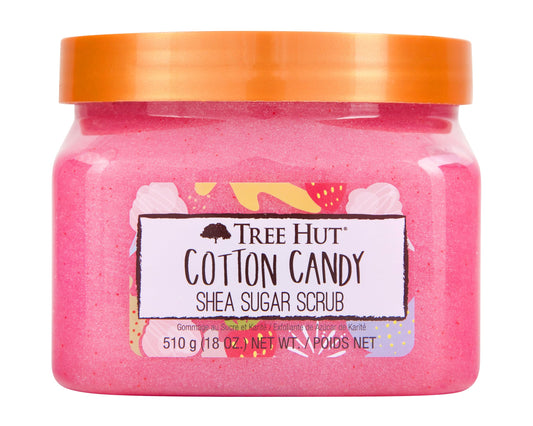 TREE HUT, Cotton Candy Shea Sugar Scrub, Exfoliante Corporal de Azúcar Natural con Manteca de Karité y Esencia de Algodón de Azúcar, Exfolia e Hidrata la Piel, 510 gramos