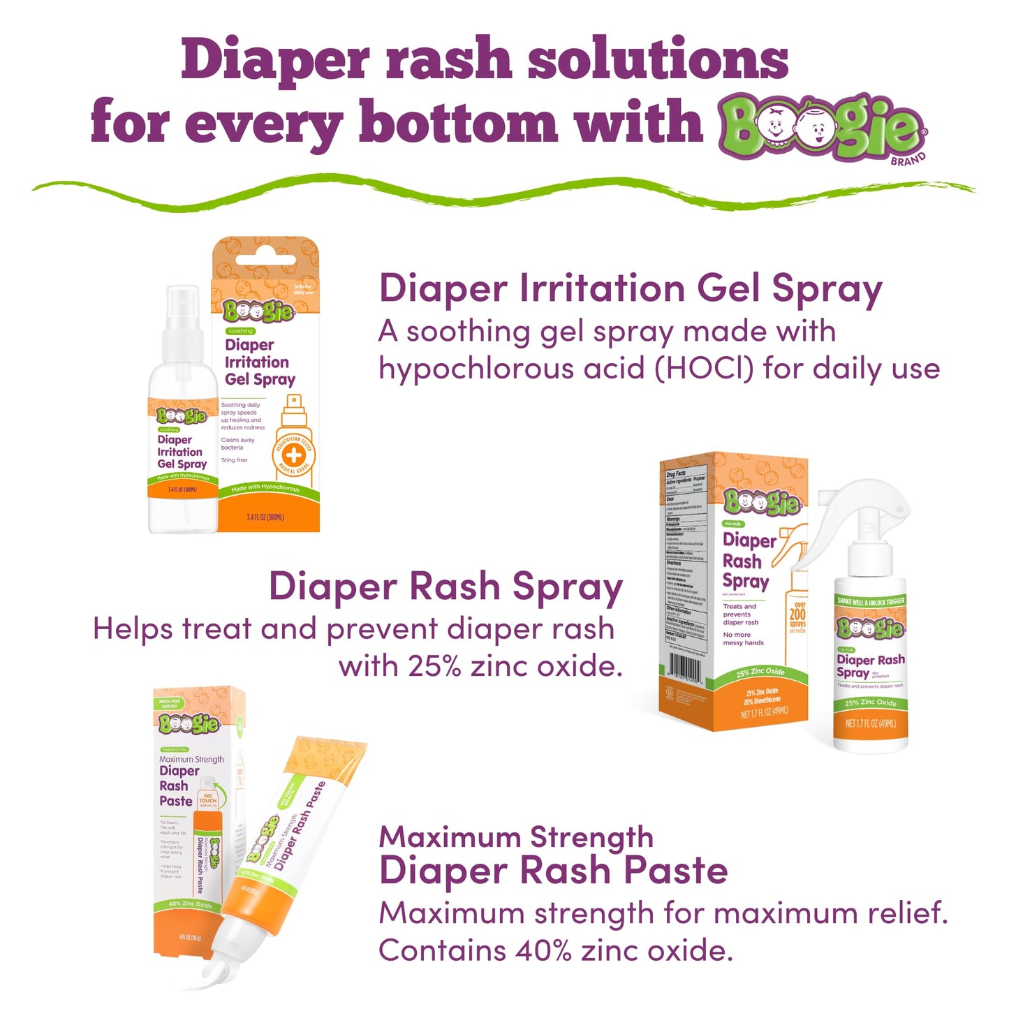 Boogie - Diaper Irritation Gel Spray, 1.7 Fl Oz – Boogie - Spray en Gel para Irritación de Pañal, 50 ml