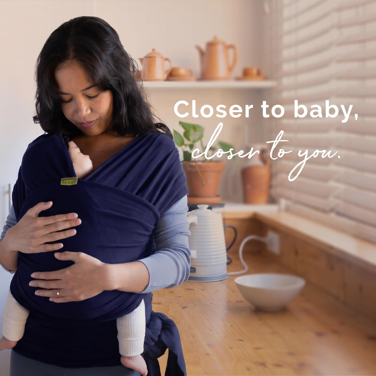 Boba Fular Elástico Portabebé Boba Wrap, para Bebés Recién Nacidos y Niños Hasta 16 Kg (Navy Blue)