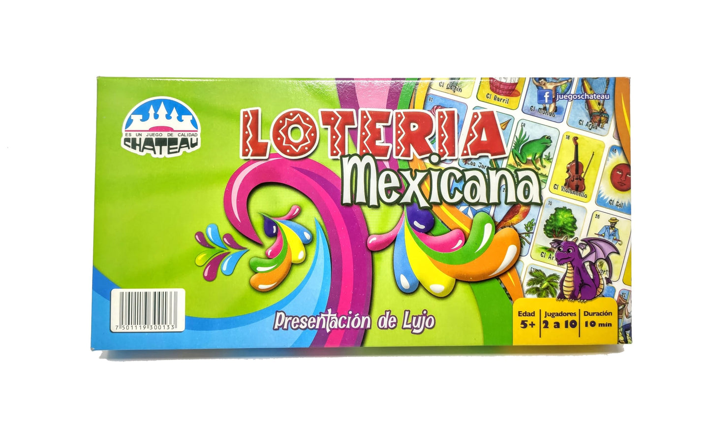 Juegos Chateau Lotería Mexicana, Juego de Mesa Tradicional, 10 Tableros, 54 Cartas, 70 Fichas