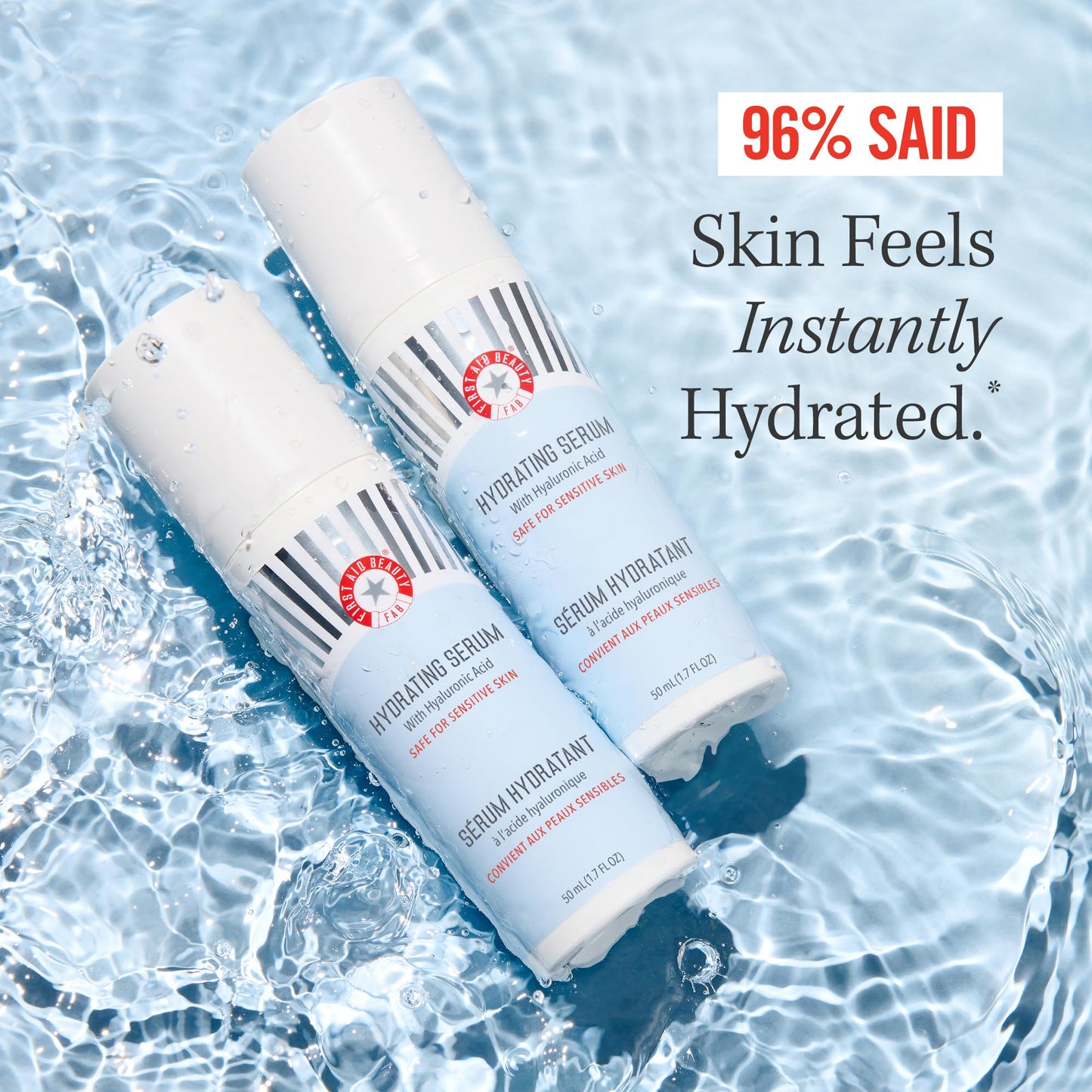 First Aid Beauty Suero hidratante ultra reparador con ácido hialurónico, suero facial antienvejecimiento para piel sensible, 1.7 onzas