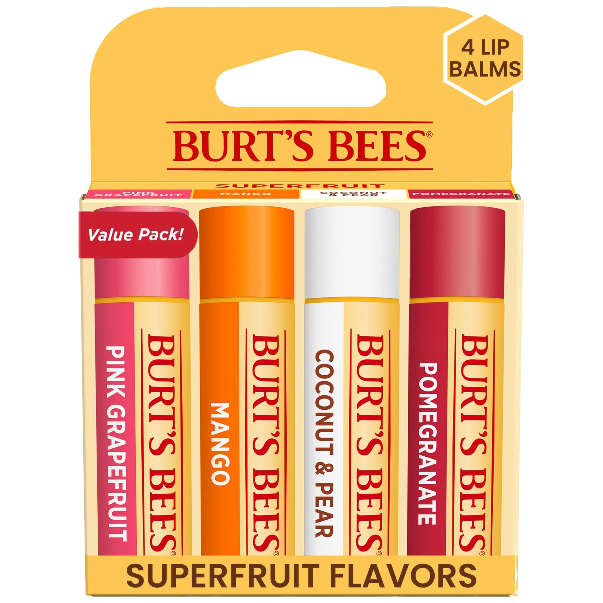 Burt's Bees Bálsamo Labial Sabor a Frutas - Superfruit Lipbalm - Pack x4