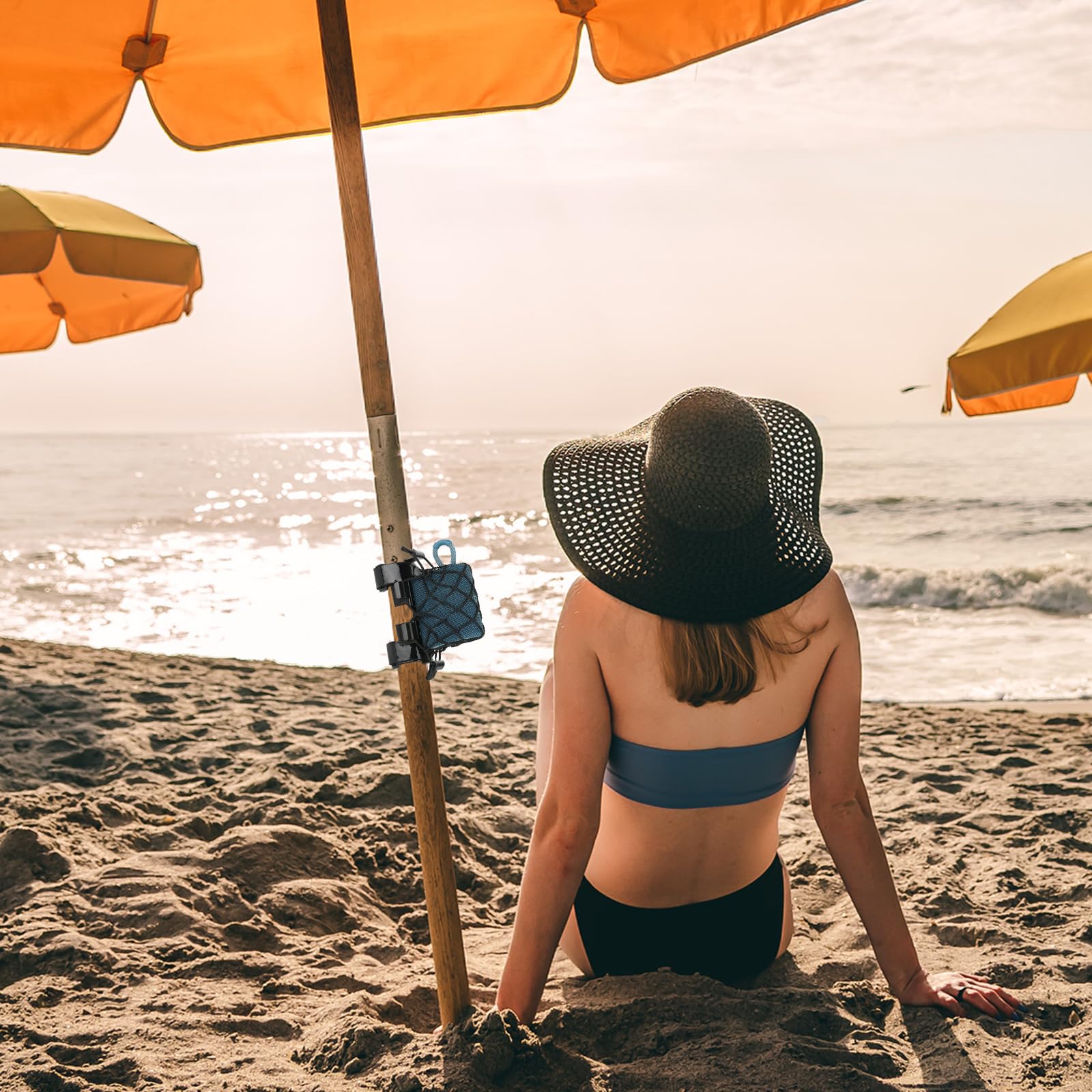 Soporte de Metal TXEsign Negro para Altavoz pequeño portátil con Correa Ajustable Compatible con Go para Bicicleta, Carrito de Golf o Baranda de Barco