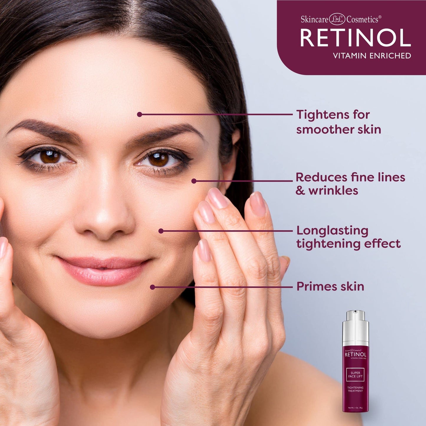 Retinol Super Face Lift – Firme visiblemente y aprieta para un aspecto más joven y elevado. Impregnado con retinol, vitaminas C y E, esta mezcla reafirmante es una belleza "rápida fijación"