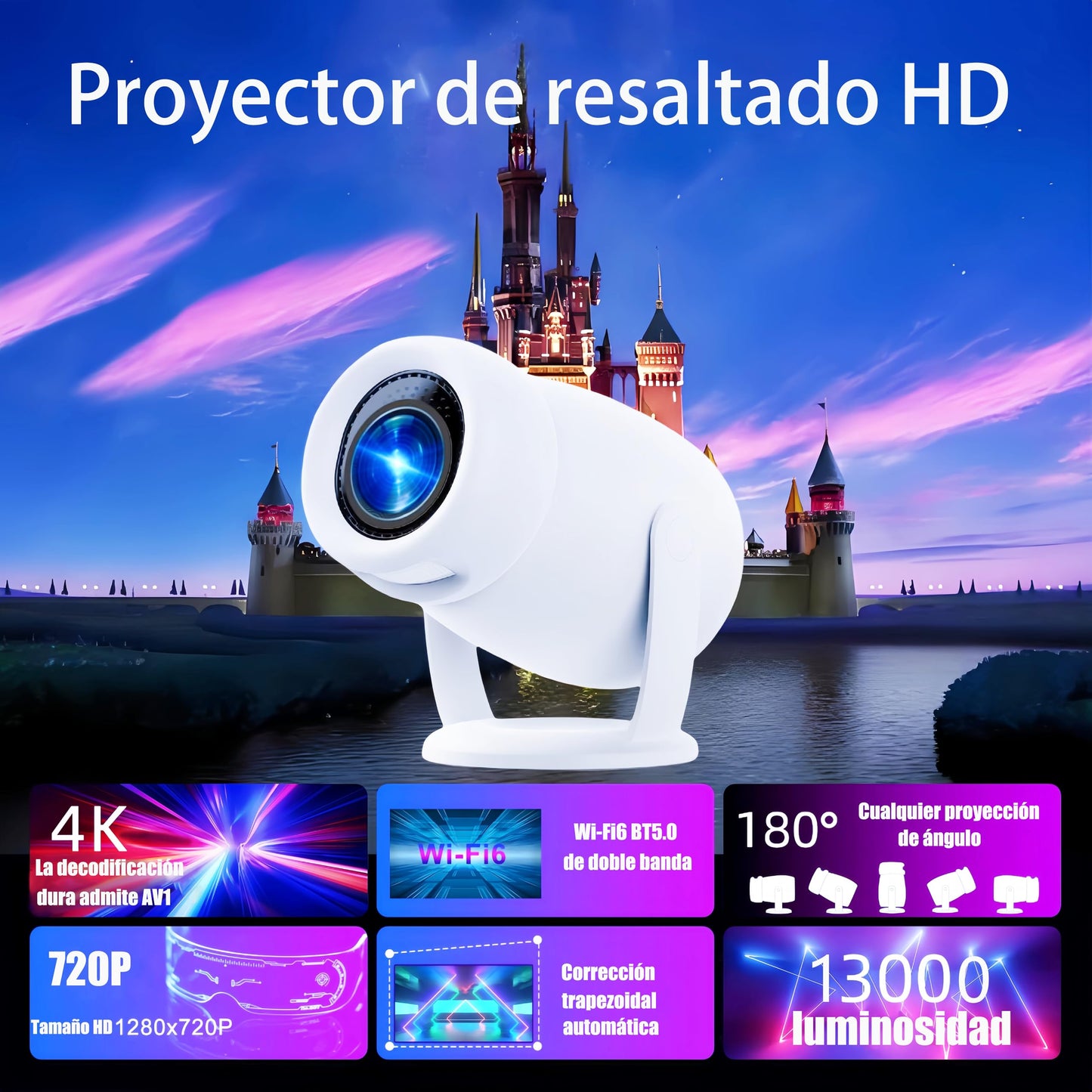 Proyector Portátil ORYU 4k Full HD Android 12 Bluetooth 10000 Lúmenes Auto Keystone