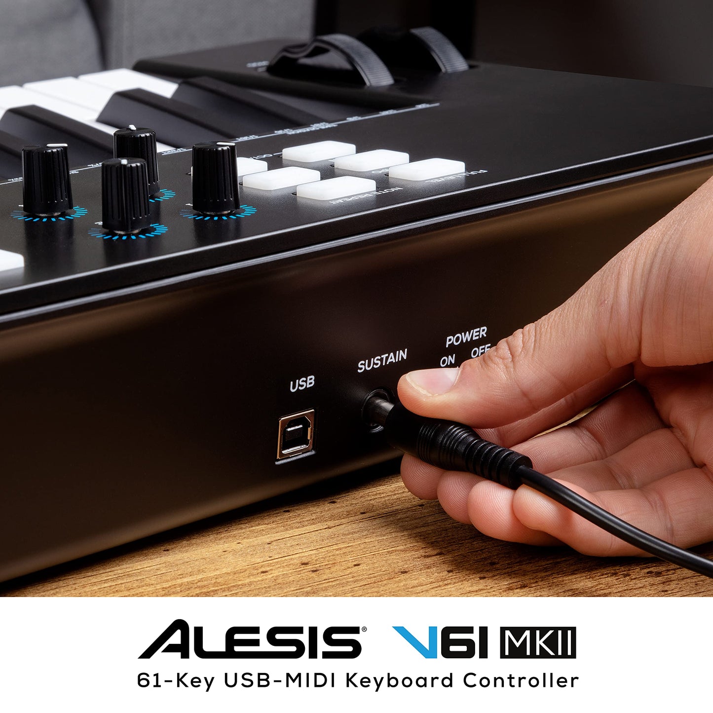 Alesis V61 MKII - Teclado Controlador MIDI USB, 61 teclas sensibles a la velocidad, 8 Pads con Full Level, Arpegiador, Rueda Pitch/Mod, Note Repeat y Suite de software