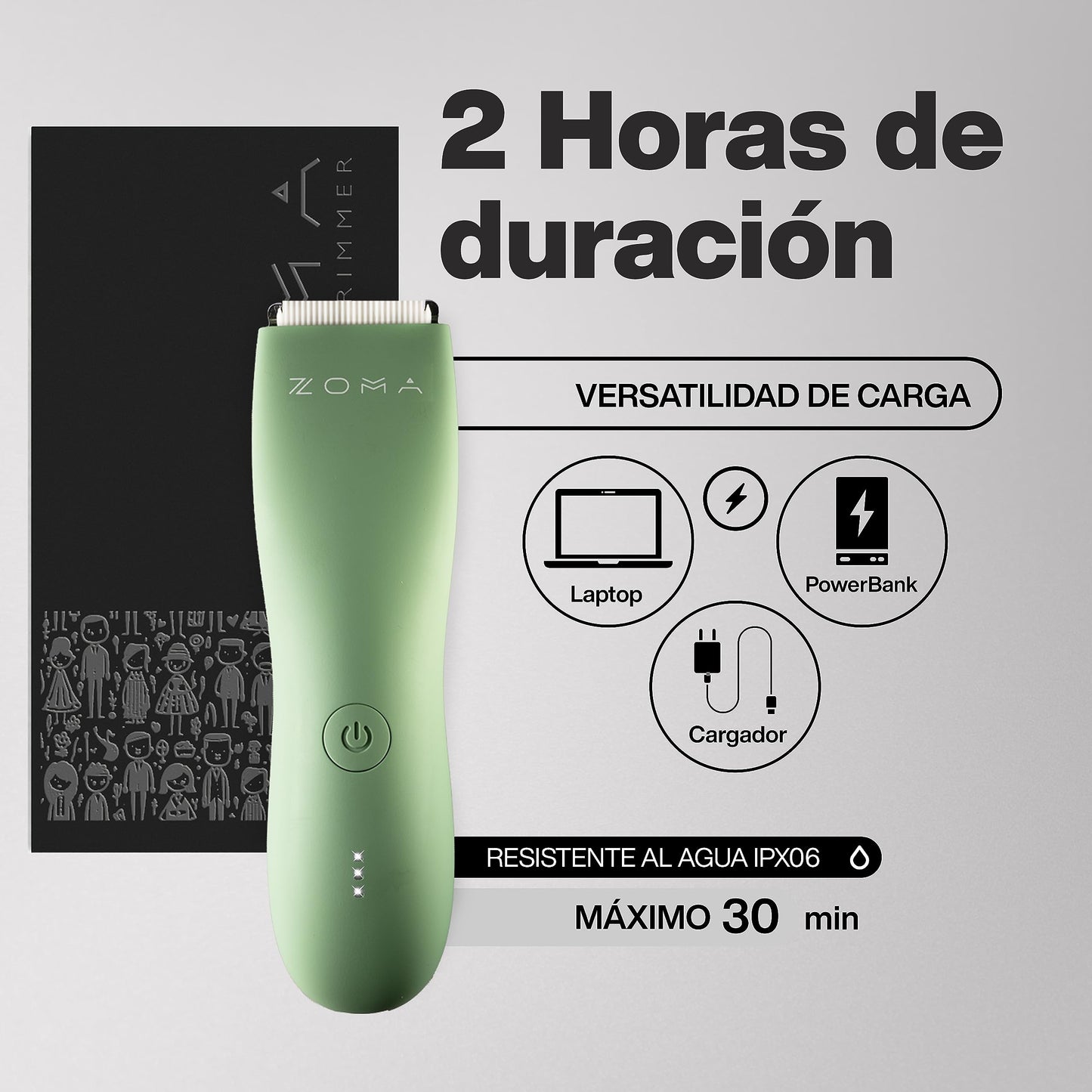 ZOMA | Rasuradoras para Hombre - Verde | Maquina para Cortar Cabello, Corporal y Zonas Íntimas | Rasuradora Electrica Hombre | Afeitadora electrica Hombre con Cuchillas de Cerámica Anti Corte