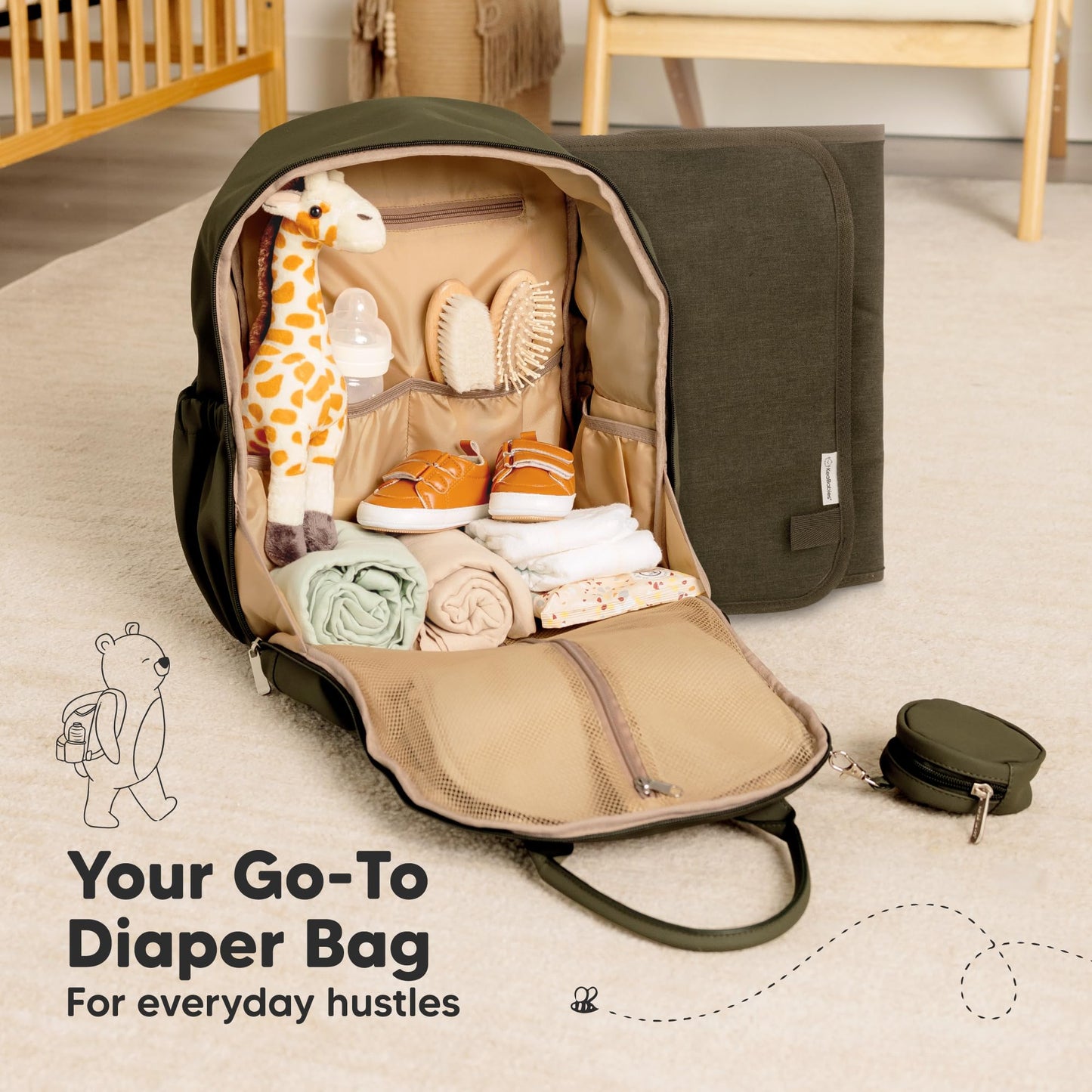 Mochila para pañales – Paquete de pañales de viaje multifuncional, bolsas cambiadoras de maternidad para bebé, capacidad compacta de 18 l, piel sintética, impermeable, unisex, elegante bolsa para