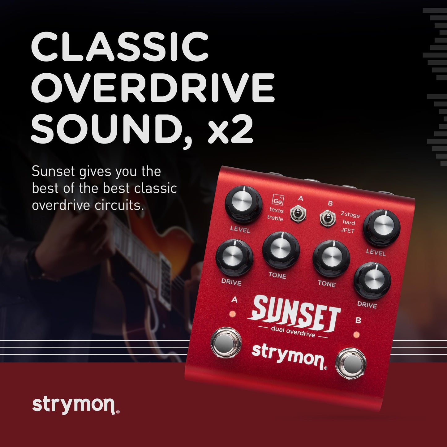 Strymon Sunset Dual Overdrive and Boost - Pedal de efectos de guitarra eléctrica y acústica, sintetizadores y teclados