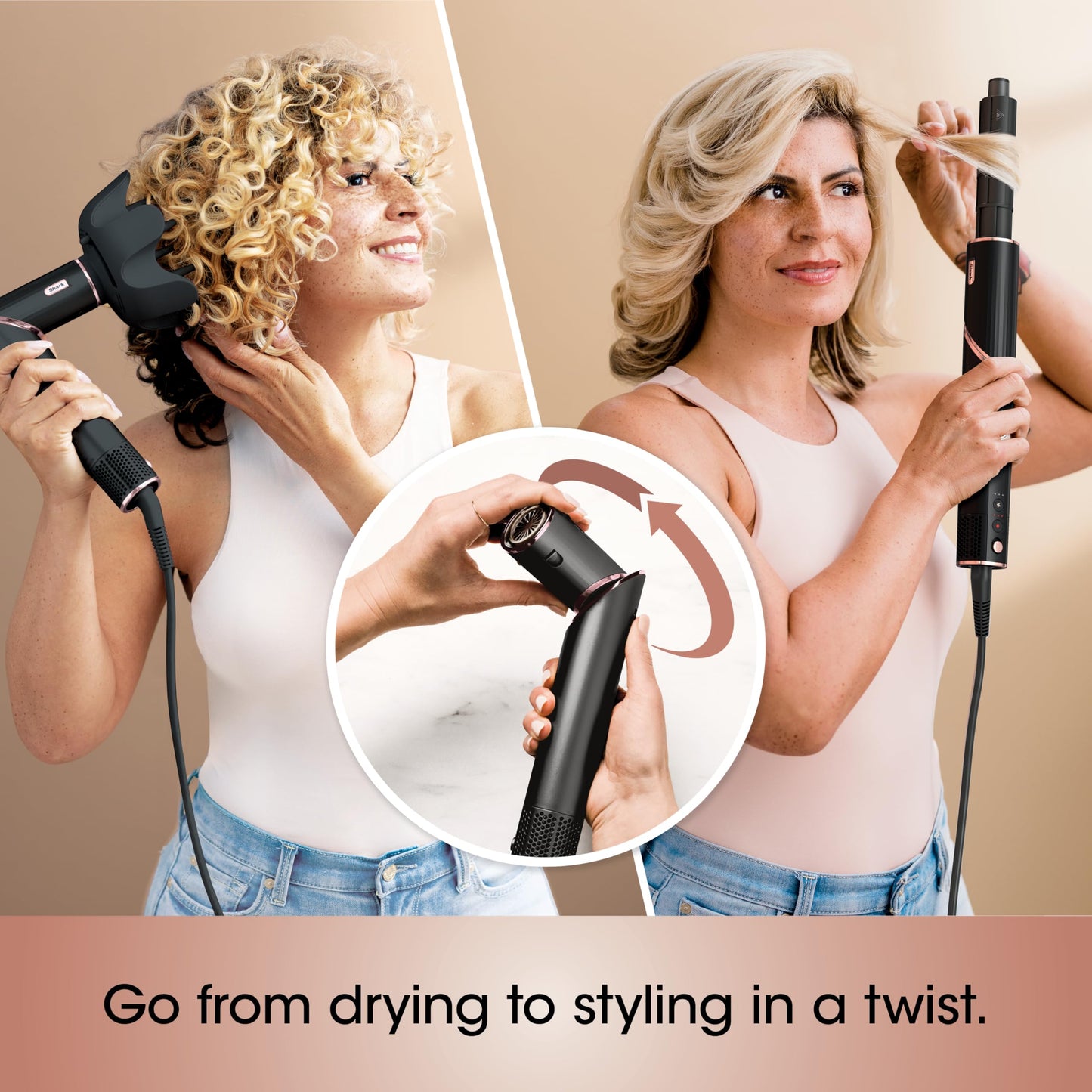 SHARK, FlexStyle Sistema de Peinado y Secadora de Cabello, Multiestilizador con 5 Funciones y 6 Accesorios, Ideal para Todo Tipo de Cabello, Color Negro, HD440BK