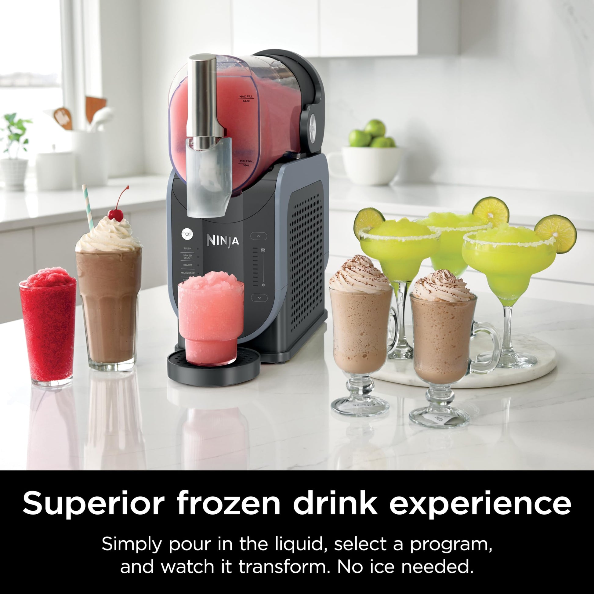 Máquina de Bebidas Congeladas Ninja Negro RapidChill 86 Onzas con 5 Programas Preestablecidos