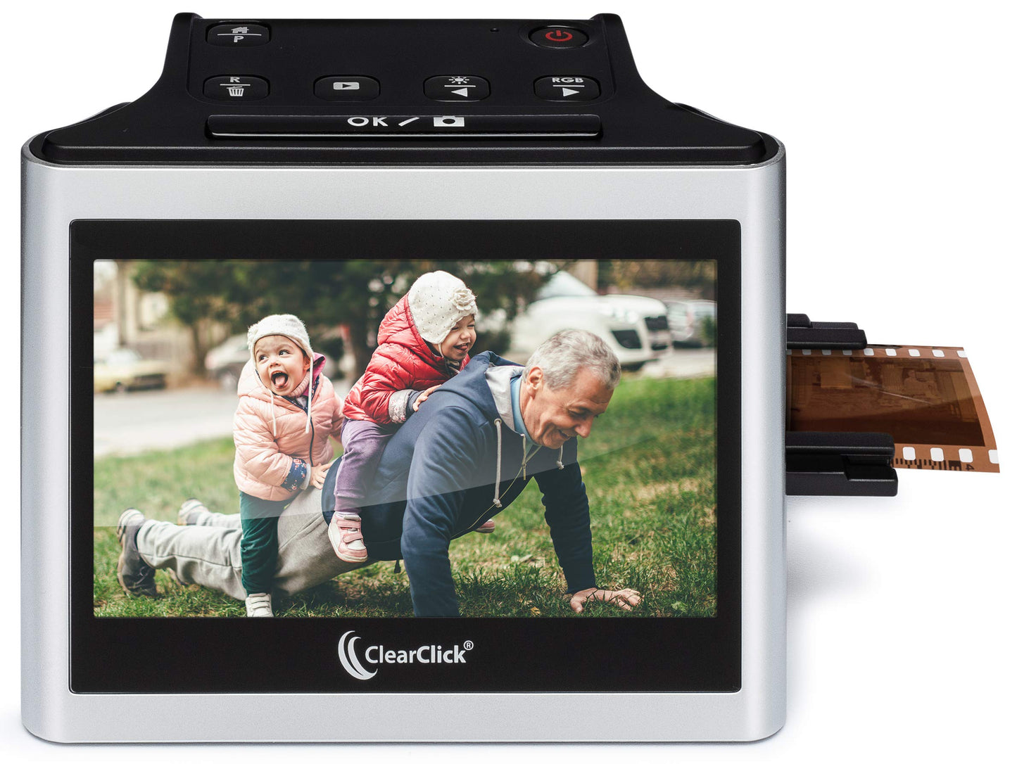 ClearClick Virtuoso 2.0 (segunda generación) Escáner de película y diapositivas de 22 MP con visualización LCD extragrande de 5 pulgadas, convierte 35 mm, 110, 126 diapositivas y negativos a fotos