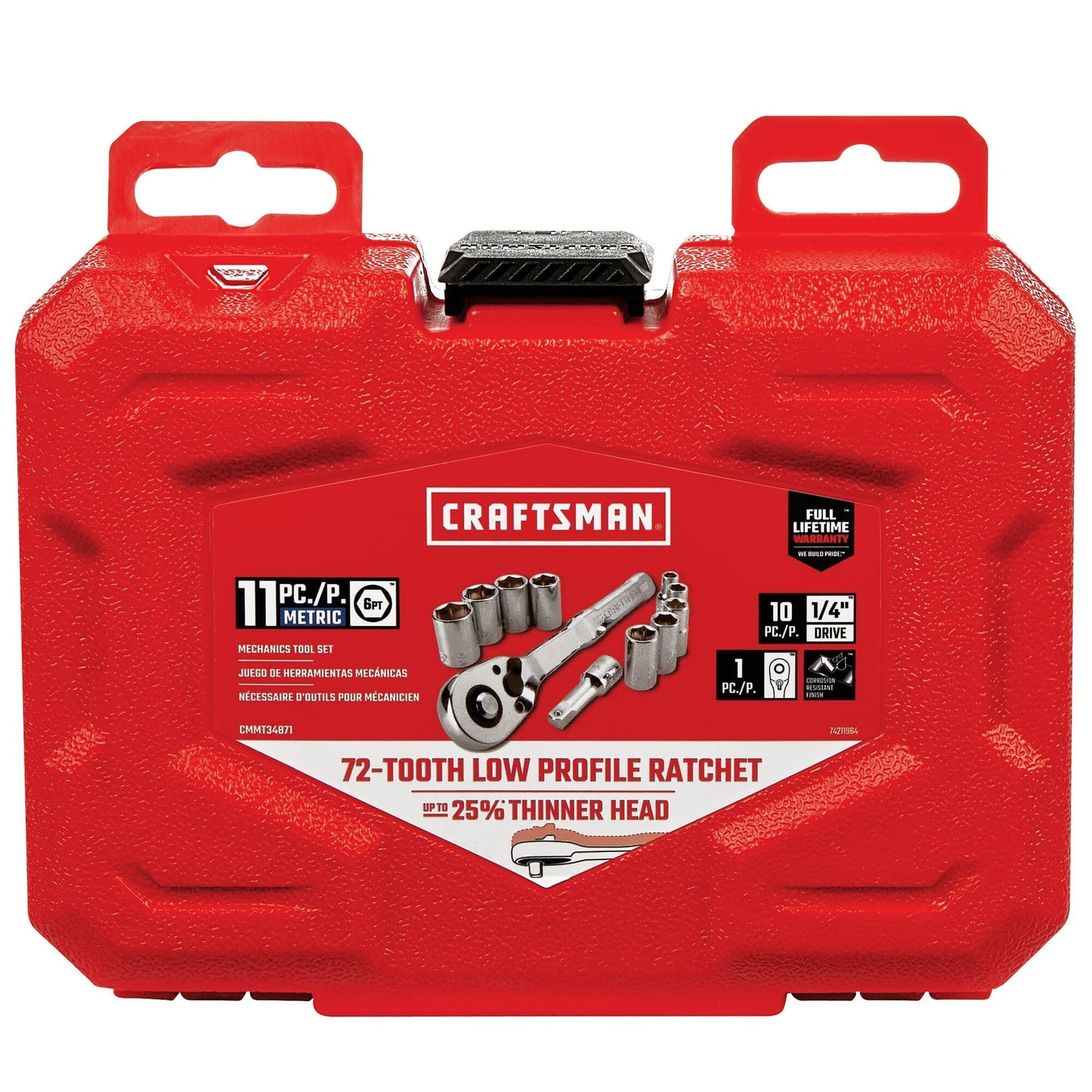 CRAFTSMAN Juego de herramientas para mecánicos, milimétrica, con entrada de 1/4 de pulgada 11 piezas (CMMT34871)