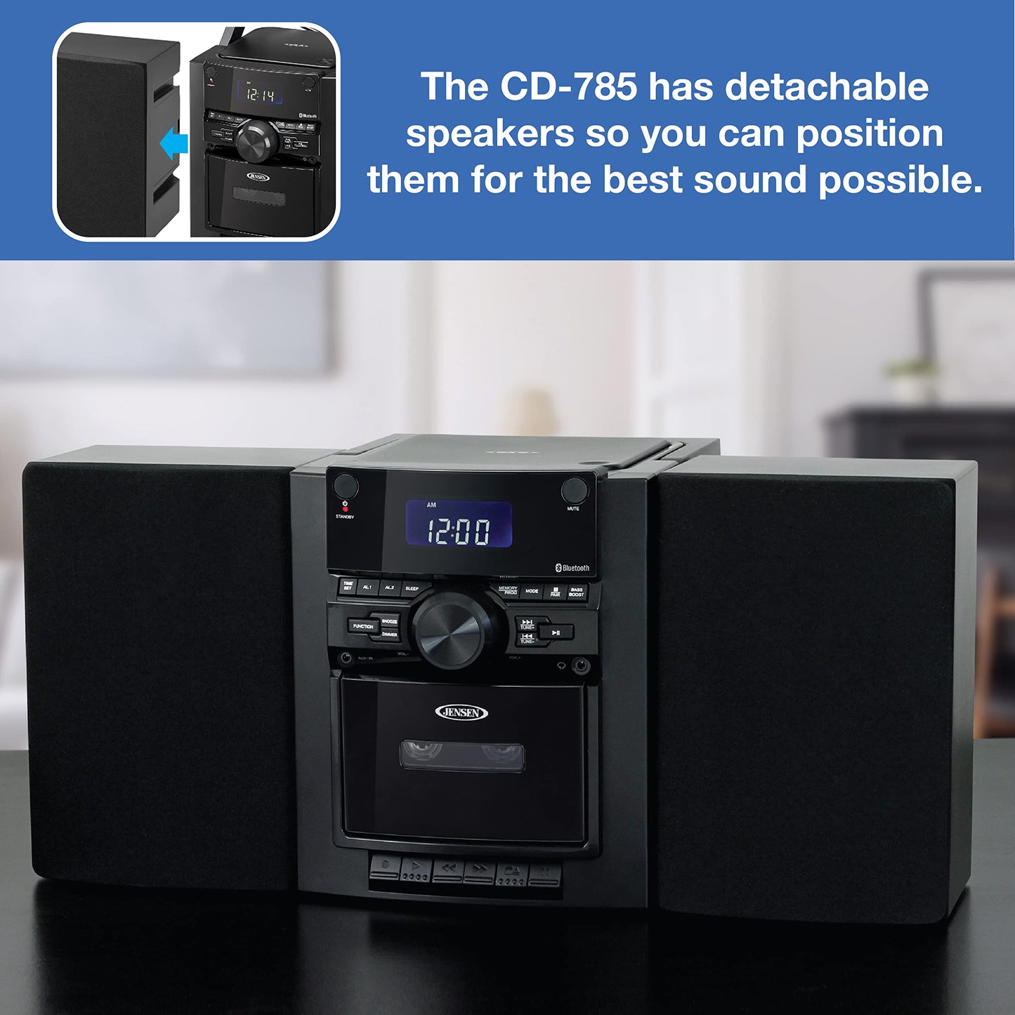 Jensen® - Sistema de música de CD estéreo portátil con Casete y Radio Digital Am/FM