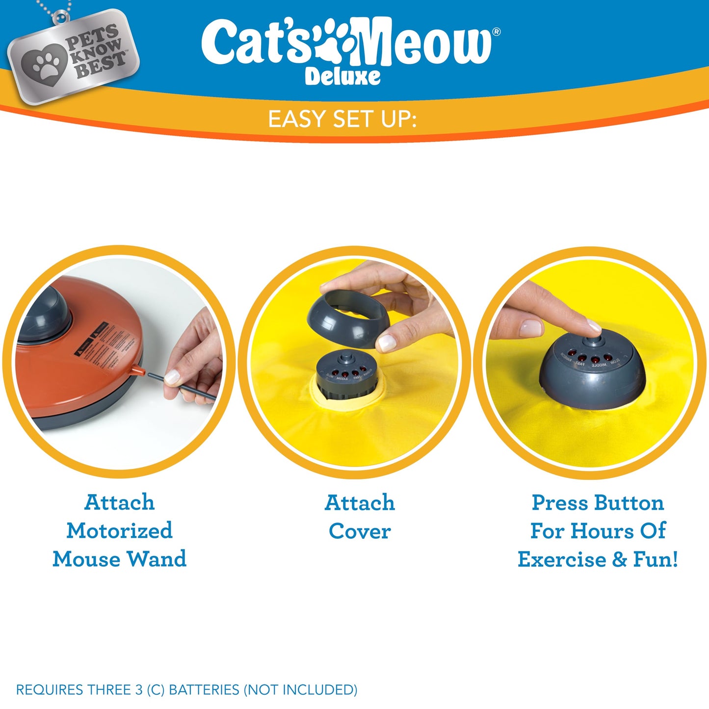 Cat's Meow - Juguete motorizado para Gato, Apagado automático de 30 Minutos, 3 ajustes de Velocidad, el Juguete Que tu Gato no Puede Resistir