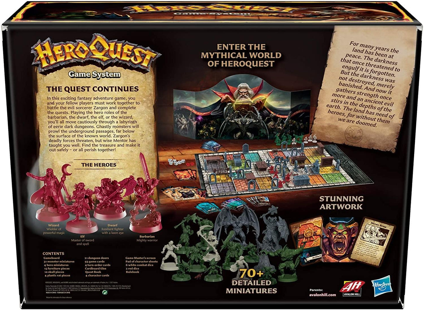 Avalon Hill Hasbro Gaming HeroQuest Juego de Mesa con Sistema de Juego, Juego de Aventura inmersiva de Mazmorras y orugas para Edades de 14 años en adelante, 2 a 5 Jugadores