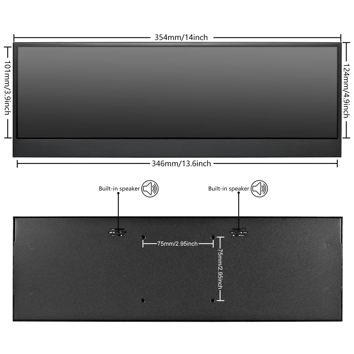 14'' 4K UHD IPS 3840x1100 Barra Estirada Pantalla Táctil Monitor para Ordenador Portátil PC Velocidad Temperatura Windows Aida64 CPU GPU HDMI Monitor Secundario para Música Media Timeline Edición