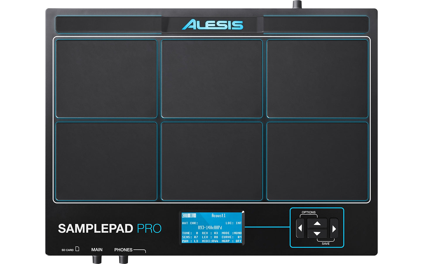 Alesis Sample Pad Pro - Instrumento de Percusión y Disparador de samples con 8 Pads, luces LED y Opciones de Expansión para 2 Disparadores Adicionales