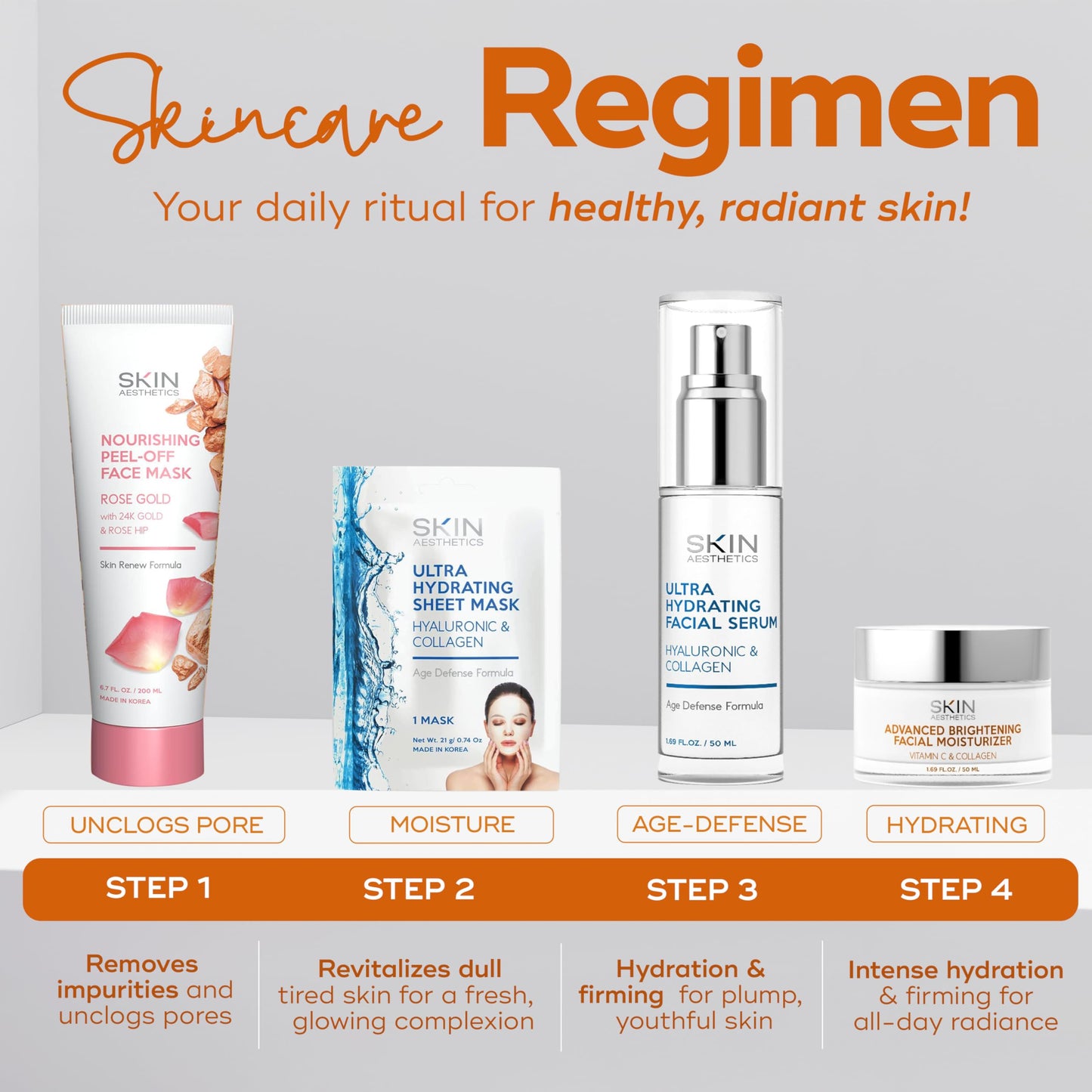 Skin Aesthetics Vitamin C and Collagen Daily Face Moisturizer - Reduce Fine Lines & Wrinkles, Anti-aging, Advanced Brightening Day Cream - Cruelty Free Korean Skincare For All Skin Types - 1.69 Fl. oz