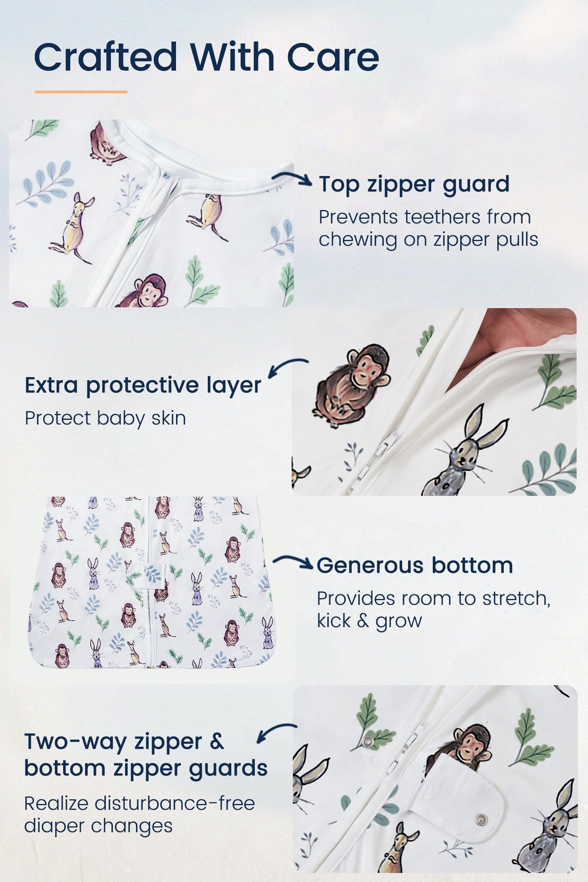 TotAha - Saco de dormir para niños pequeños, unisex, transpirable, con cremalleras seguras de 2 vías, saco de dormir suave y sin mangas, saco de dormir de 0.5 TOG 2T-4T, XL
