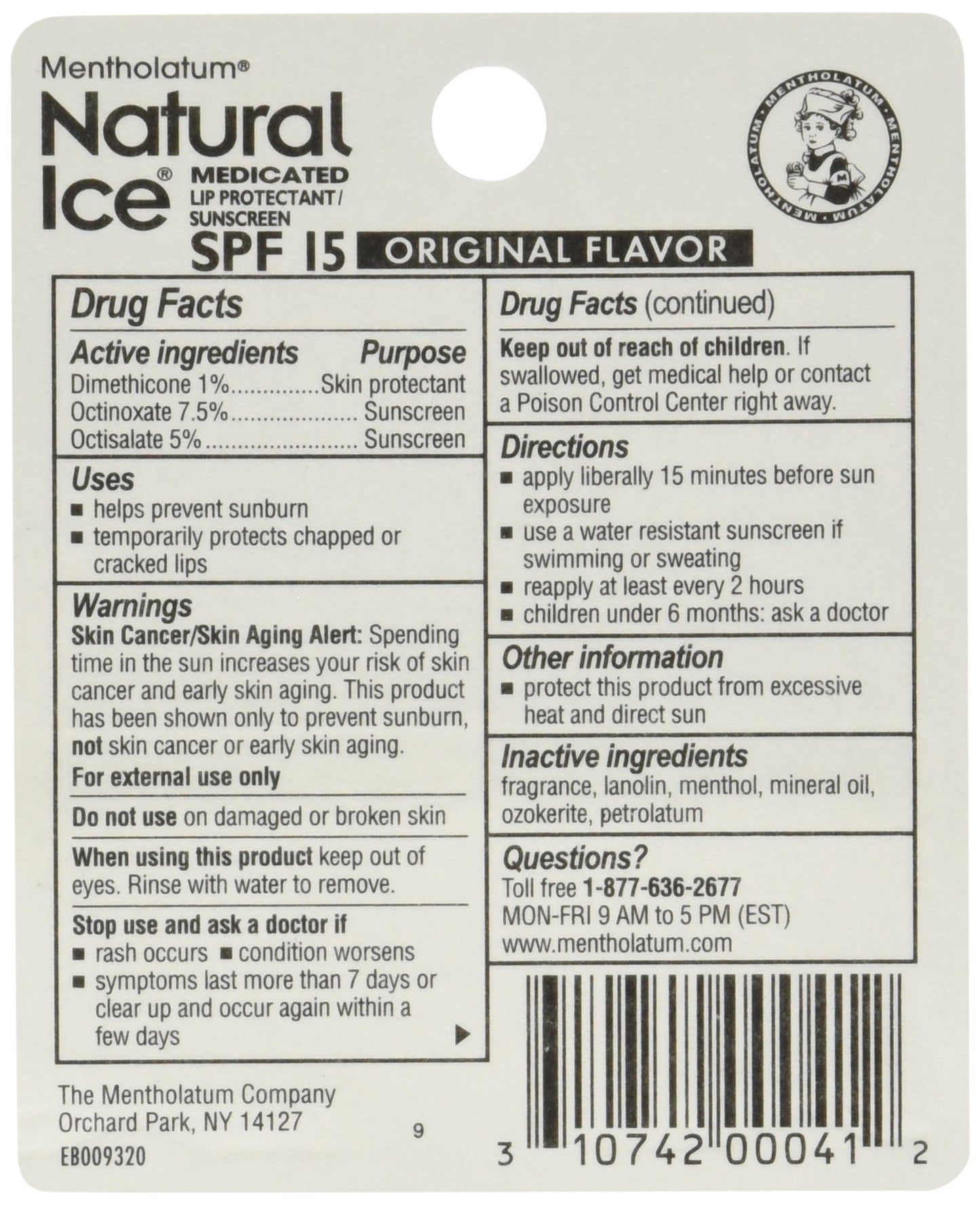 Protector Labial Medicado Mentholatum Natural Ice 12 Unidades