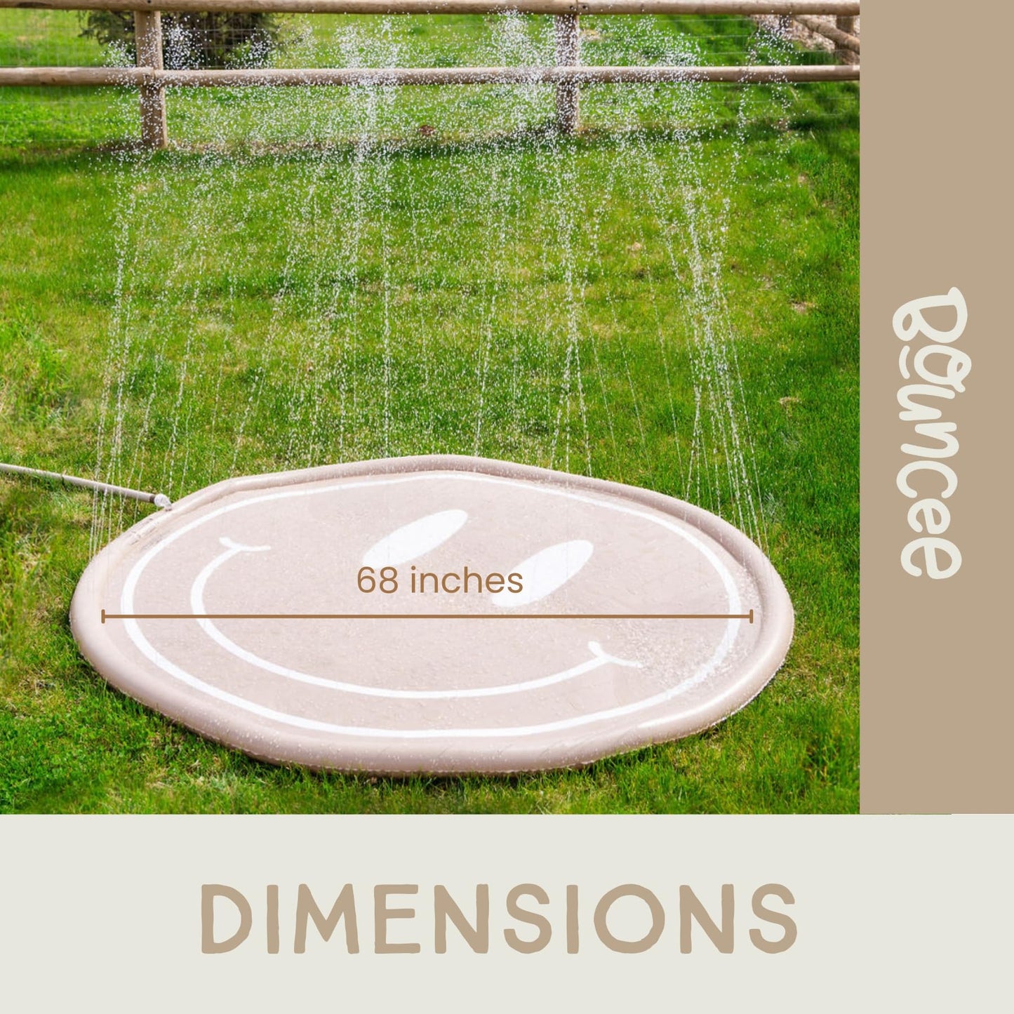 Bouncee Splash Pad Rociador para niños – Mini piscina exterior de 68 pulgadas para bebés y niños pequeños – Almohadilla para salpicaduras para niños de 4 a 8 años – Juguetes inflables al aire última