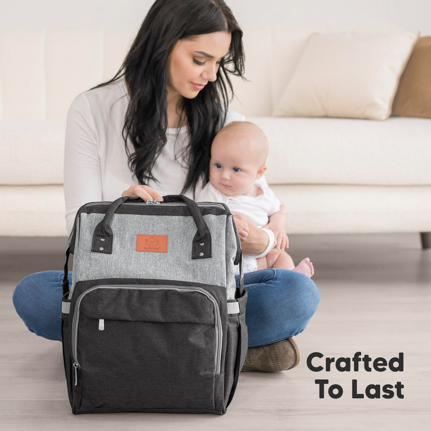 Mochila para pañales - bolsa de viaje para bebés impermeable y multifunción para mamá,papá, hombres y mujeres - Bolsas de maternidad grandes para pañales - Duradera y elegante (Pink Gray)