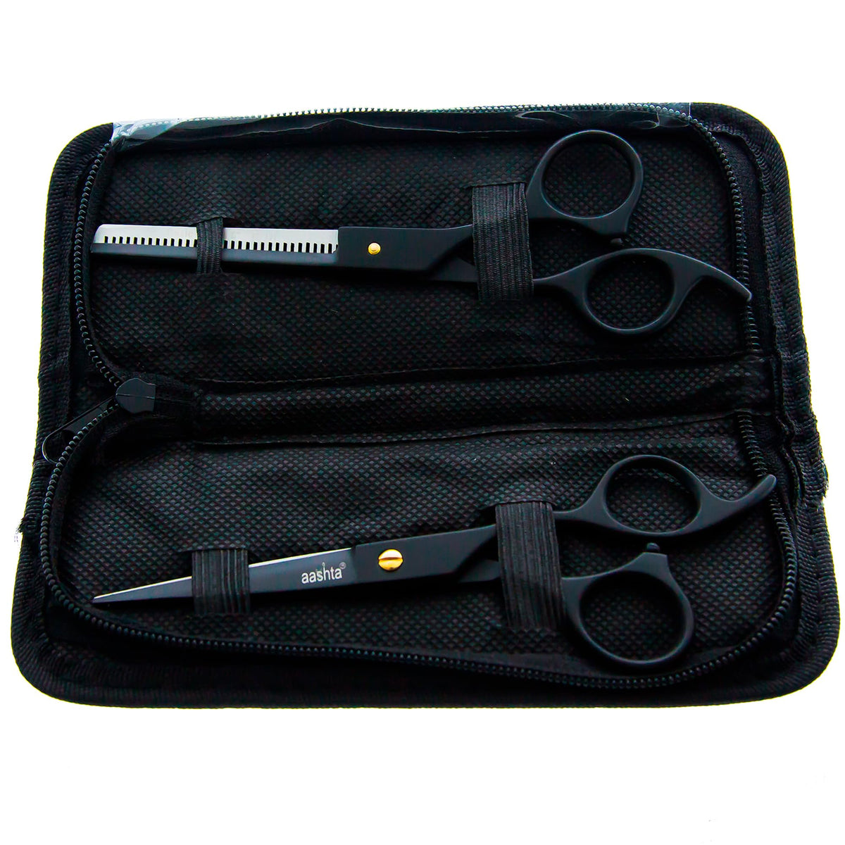 Estuche De Tijeras Para Estilista Barber Peluquero Aashta 6" (Negro)