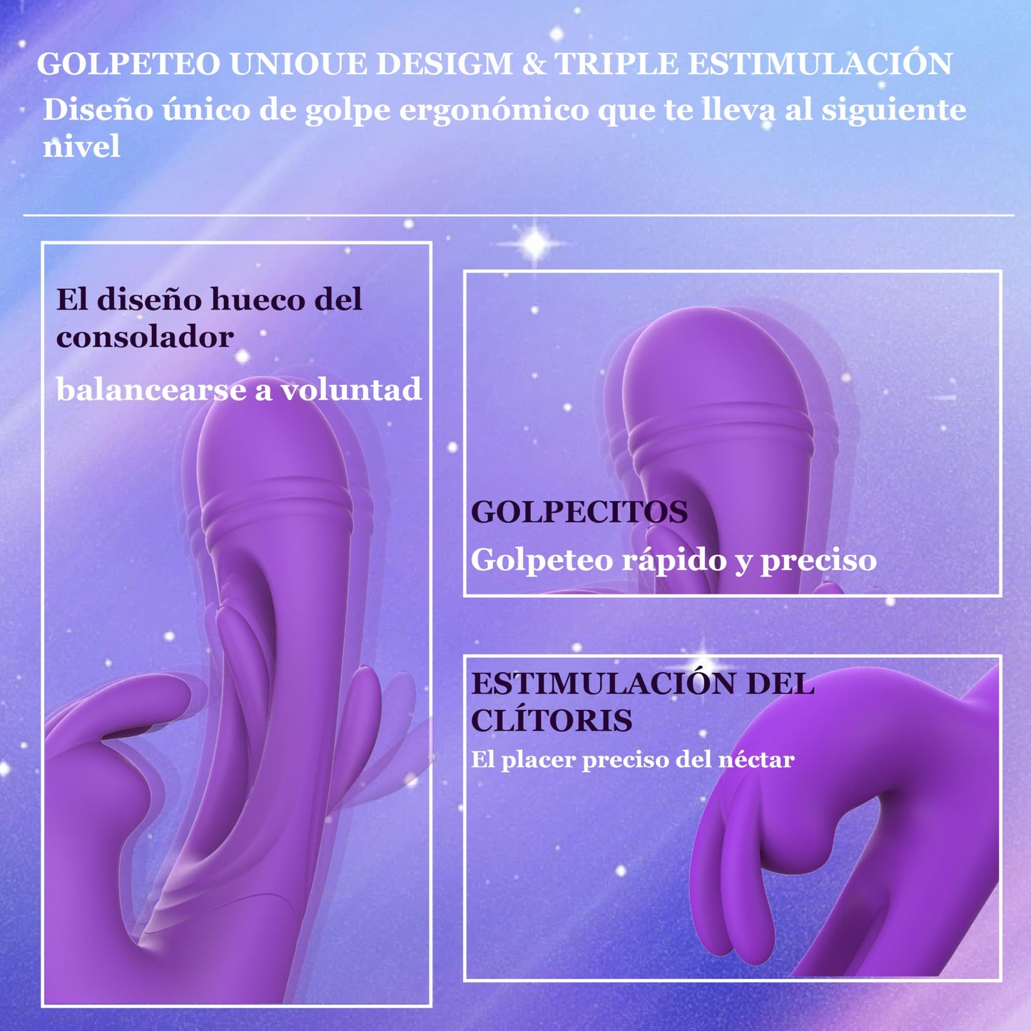 Conejo Vibrador Juguetes Sexuales para Mujeres, 3 En 1 Punto G Dildos Vibradores con 12 Flapping y 12 Modos de Vibración Juguetes para Adultos, Anal Vibrador Consolador Pezón Clítoris Estimulador Femenino Juguete Sexual, Juguete Adulto para Parejas