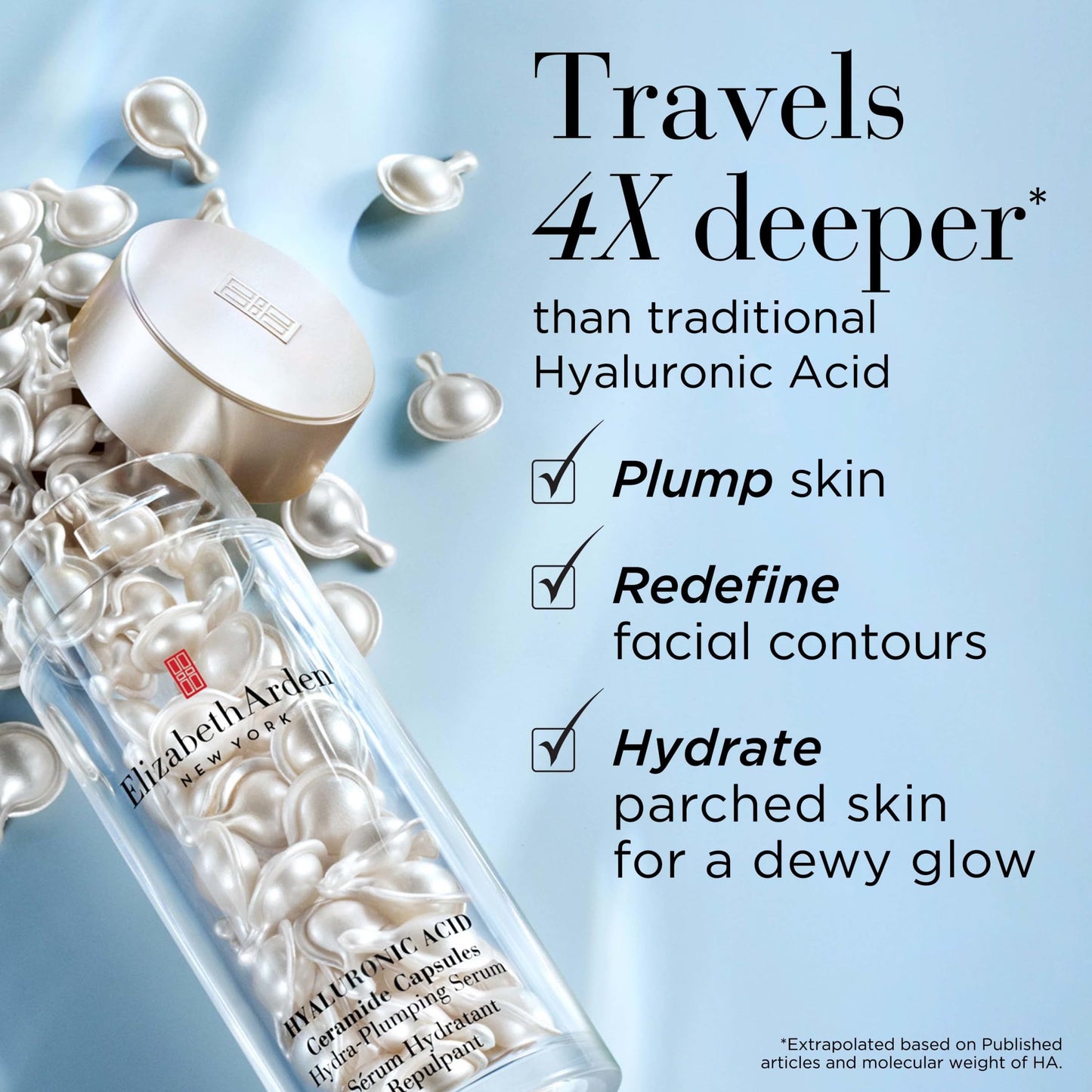Elizabeth Arden Hyaluronic Acid Serum Ceramide Capsules, Perfect for Mothers Day Gifts, Hydra-Plumping Serum, Perfect for Mothers Day Gifts, 30 Count