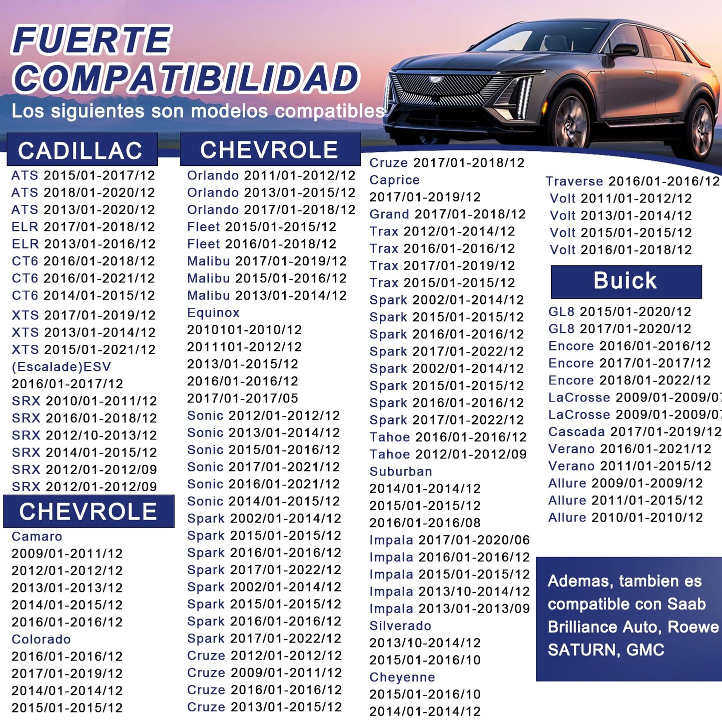 Sensor TPMS MYAIOL 315MHZ Compatible con Chevy GMC Buick Cadillac Pontiac 4 Piezas