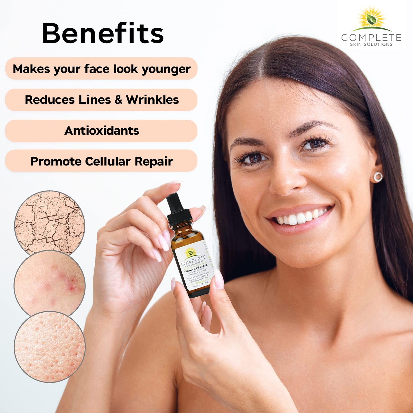 Natural Best Vitamin C E Serum With Ferulic And Hyaluronic Acid 15% Vitamin C, 1% Vitamin E, 0.5% Ferulic Acid by Complete Skin Solutions