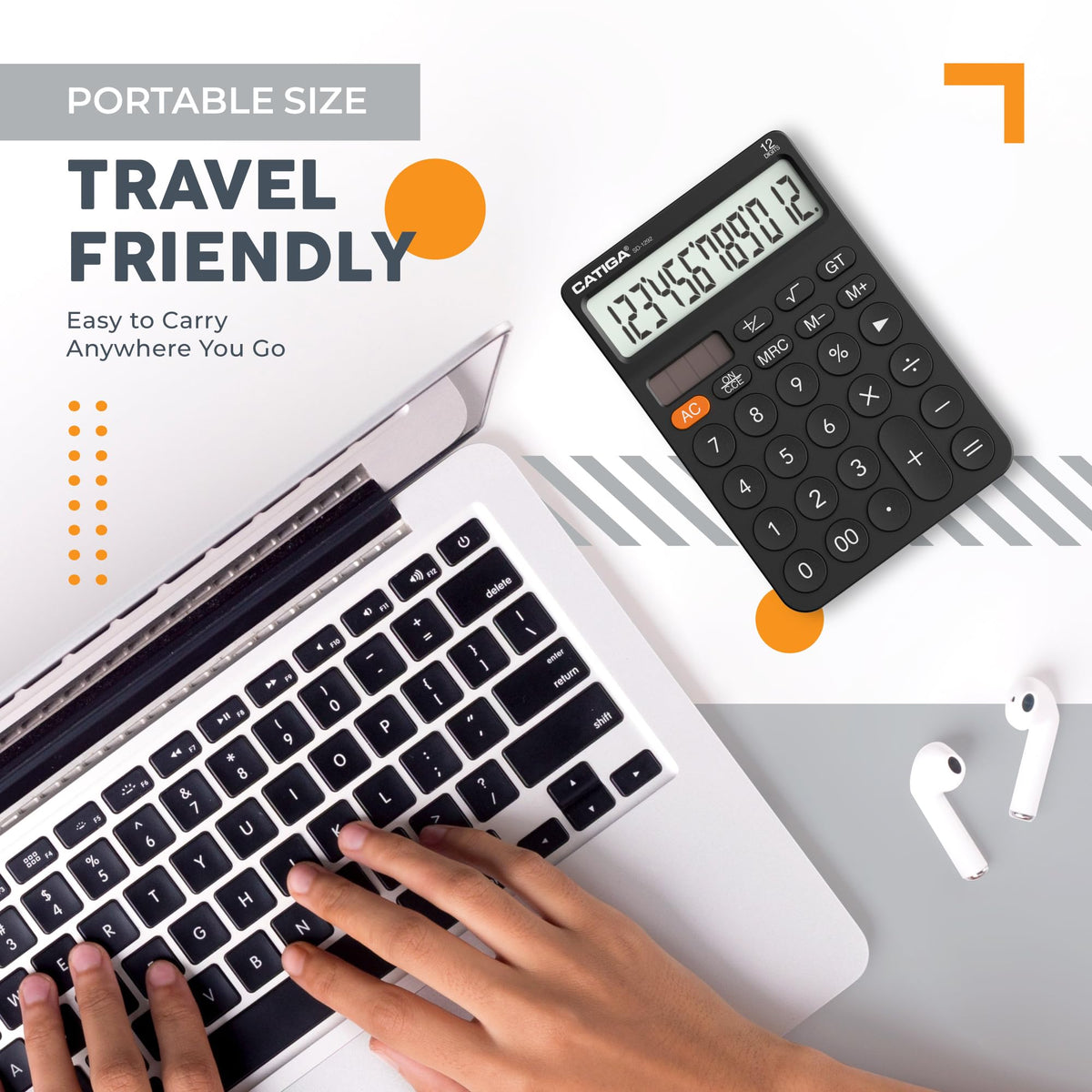 Calculadora Catiga LCD Grande 12 Dígitos Solar Batería para Oficina y Hogar
