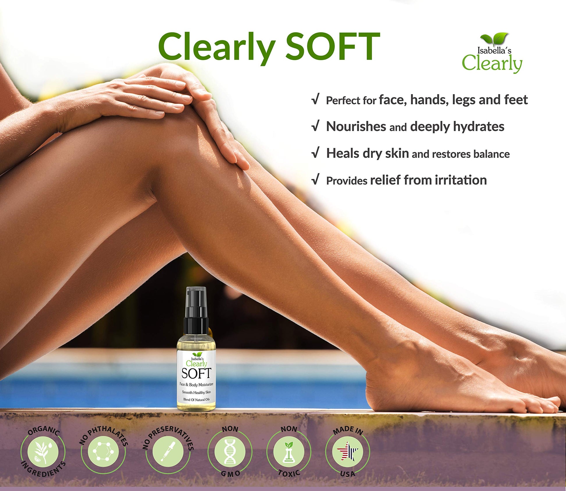 Clearly SOFT aceite facial y corporal | Hidrata, humecta y calma la piel seca sensible, eczema, psoriasis | Mezcla de aceites esenciales naturales para una piel suave y saludable | Aroma fresco y delicado.
