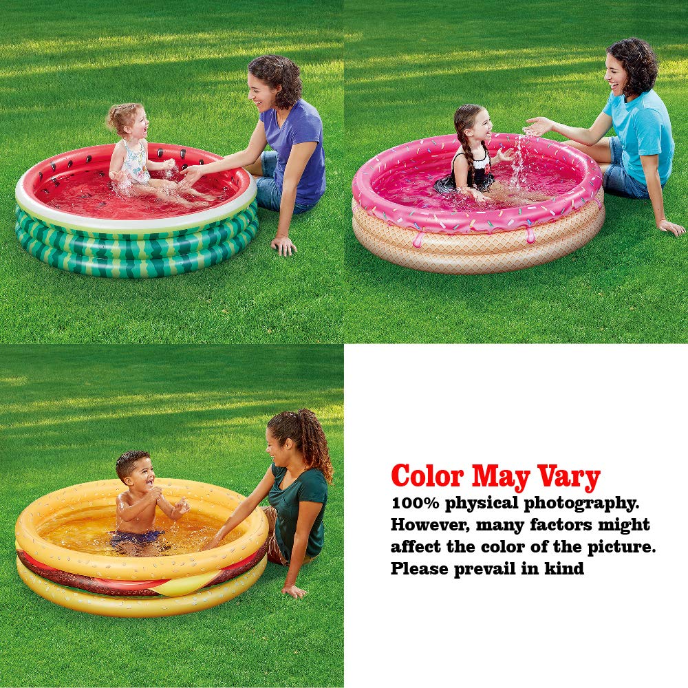 Piscina Inflable XFlated Hamburger Azul con 3 Anillos para Niños de 1 a 3 Años