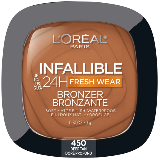 L'Oréal Paris, Infallible 32h Freshwear Soft Matte Bronzer, Tono 450 deep tan, 9g