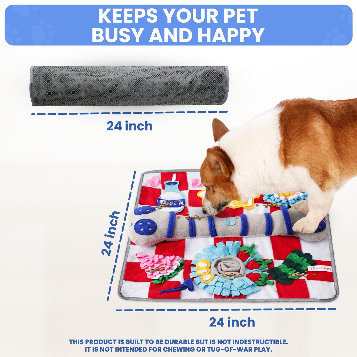 LUFTPETS Alfombrilla para olfatear para Perros de Razas Grandes (Hueso), Juguetes de enriquecimiento para Perros Que chirrían y Alfombrilla para olfatear, Mantiene a Las Mascotas ocupadas, ralentiza