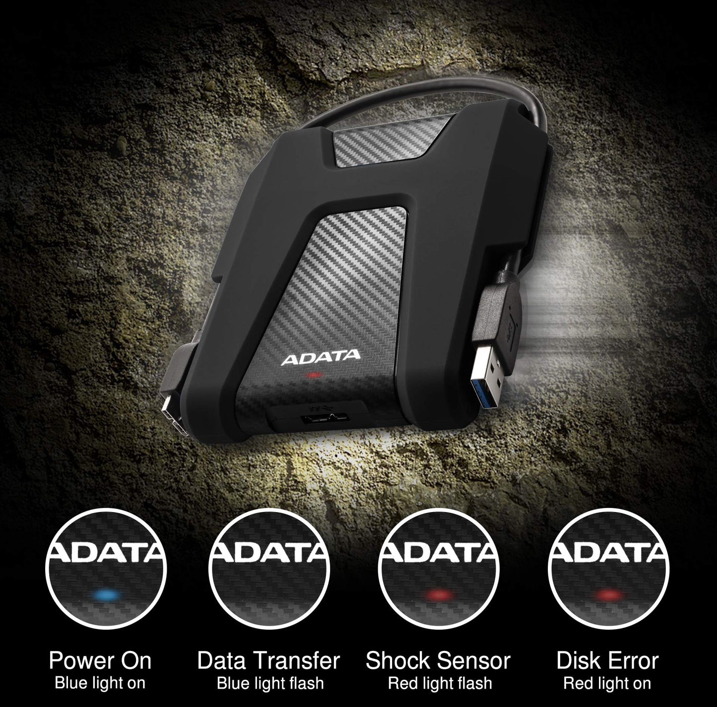 Disco Duro Externo ADATA Negro AHD680-2TU31-CBK